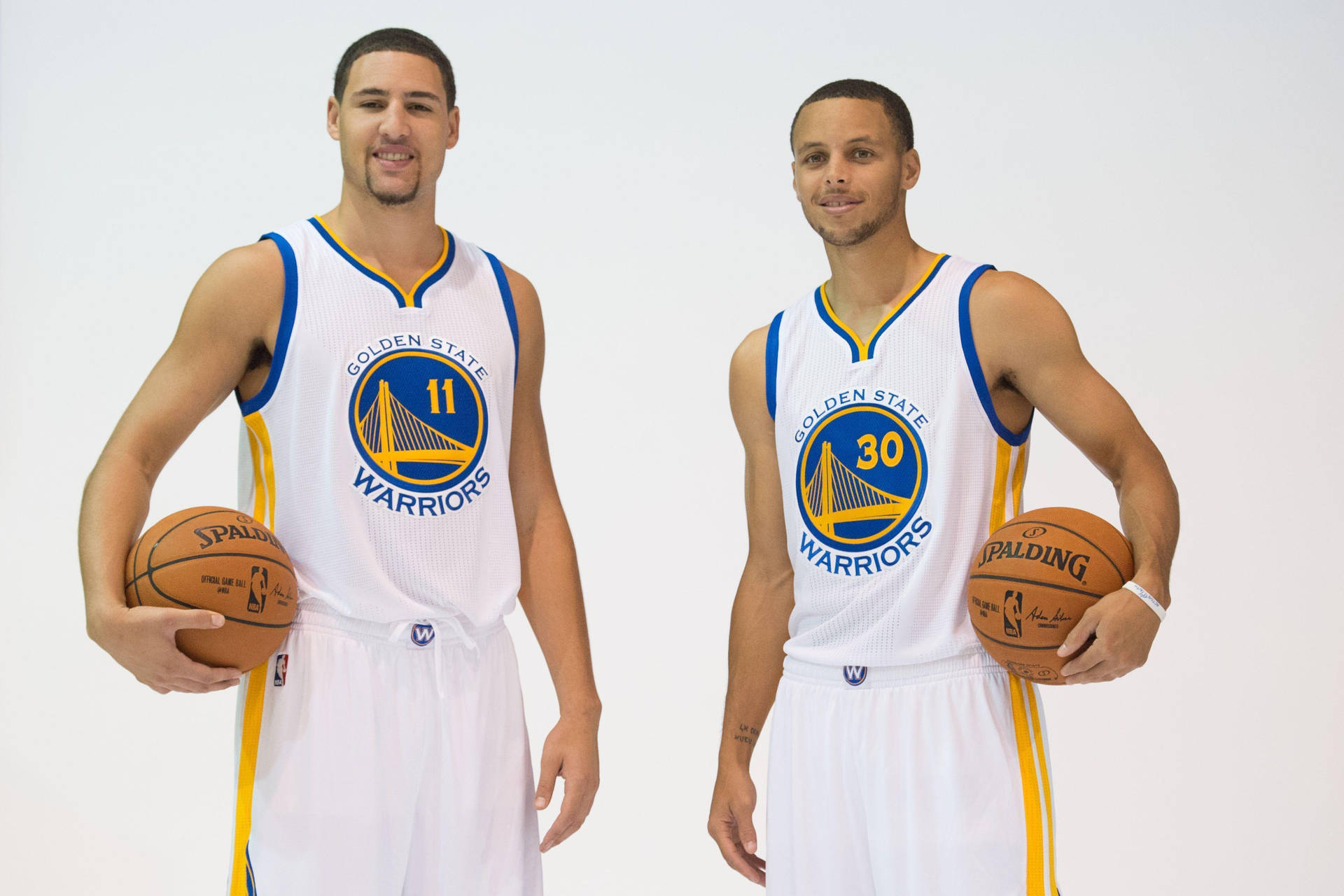 Download Klay Thompson Stephen Curry In White Wallpaper