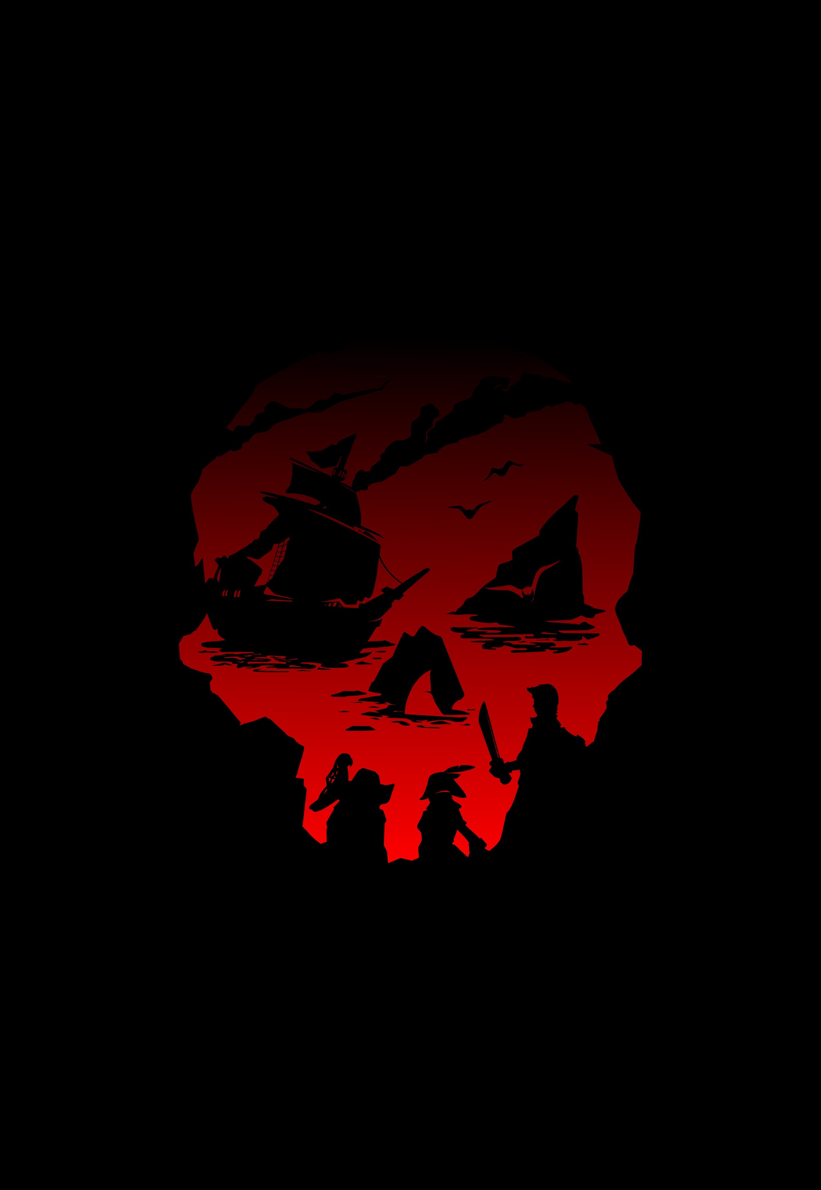 Video Games, Skull, Sea Of Thieves, Black Background, Pc Gaming, Red HD Phone Wallpaper