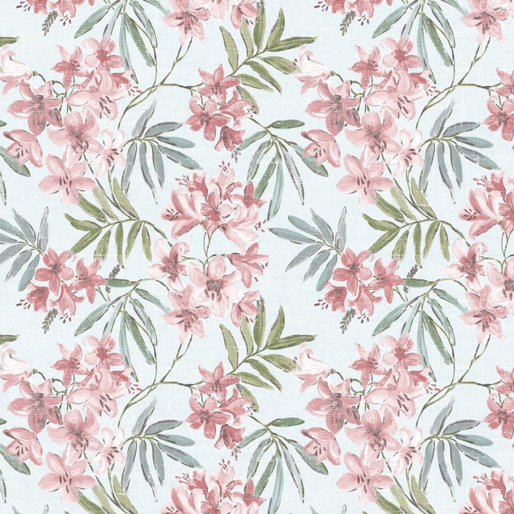 Norwall Flourish 55 Sq Ft Light Blue, Turquoise, Pink, Coral, Green Vinyl Floral Prepasted Soak And Hang Wallpaper In The Wallpaper Department At Lowes.com