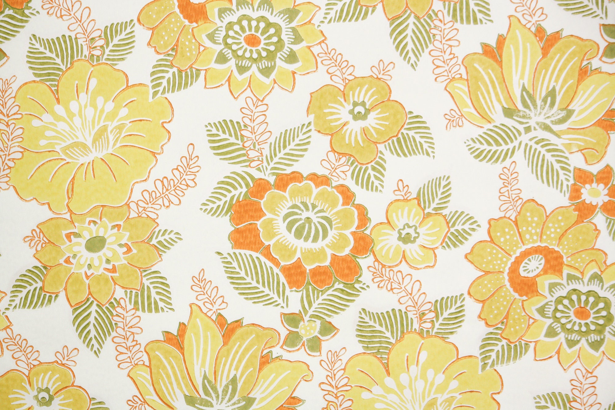 Retro Vintage Wallpaper by the Yard 60s Floral Vintage