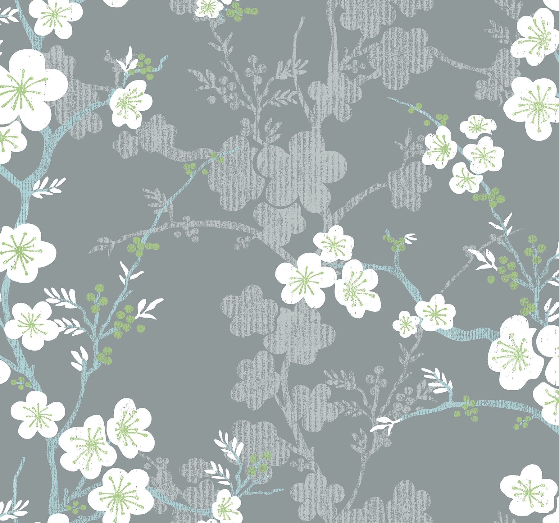 A Street Prints Daylight 60.8 Sq Ft Grey Paper Floral Unpasted Wallpaper In The Wallpaper Department At Lowes.com