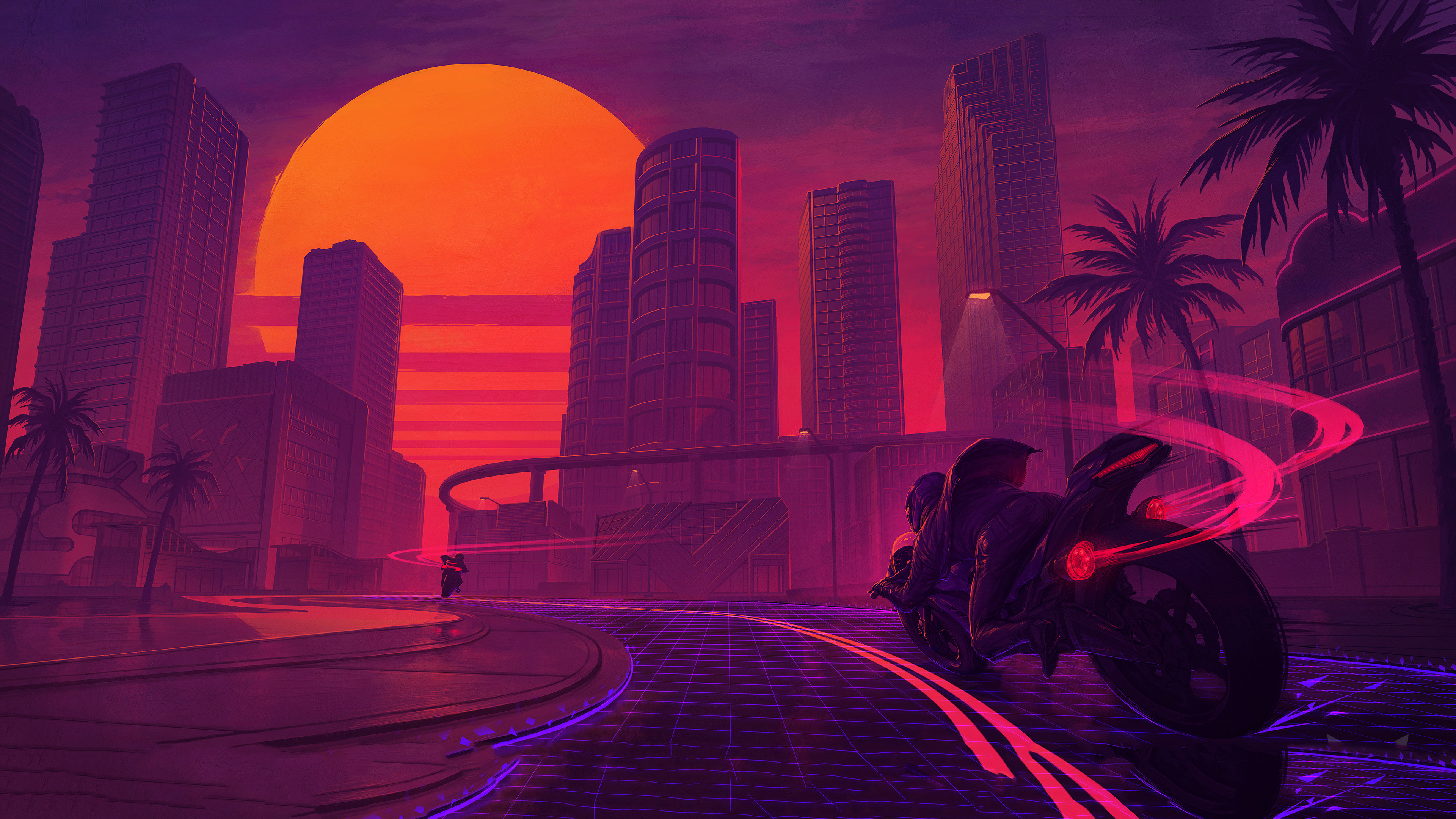 Wallpaper 4k Neon City Cyber Bike Wallpaper