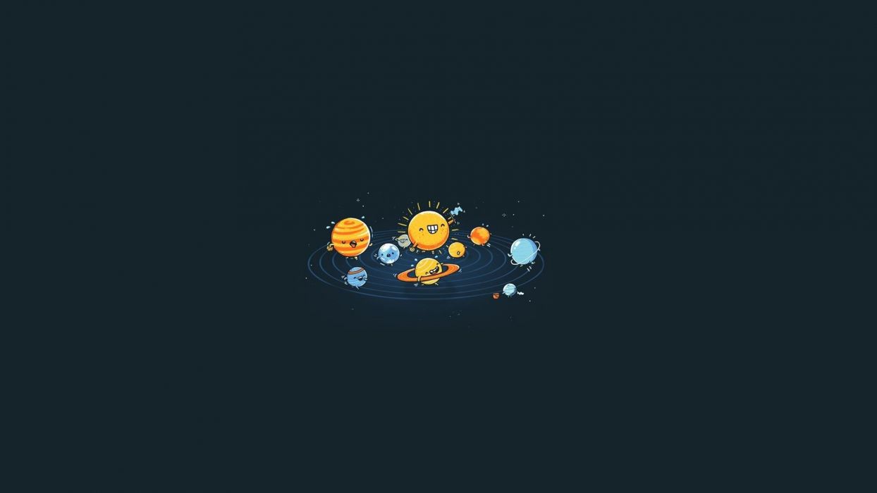 Minimalistic planets funny race simple background wallpaperx1080