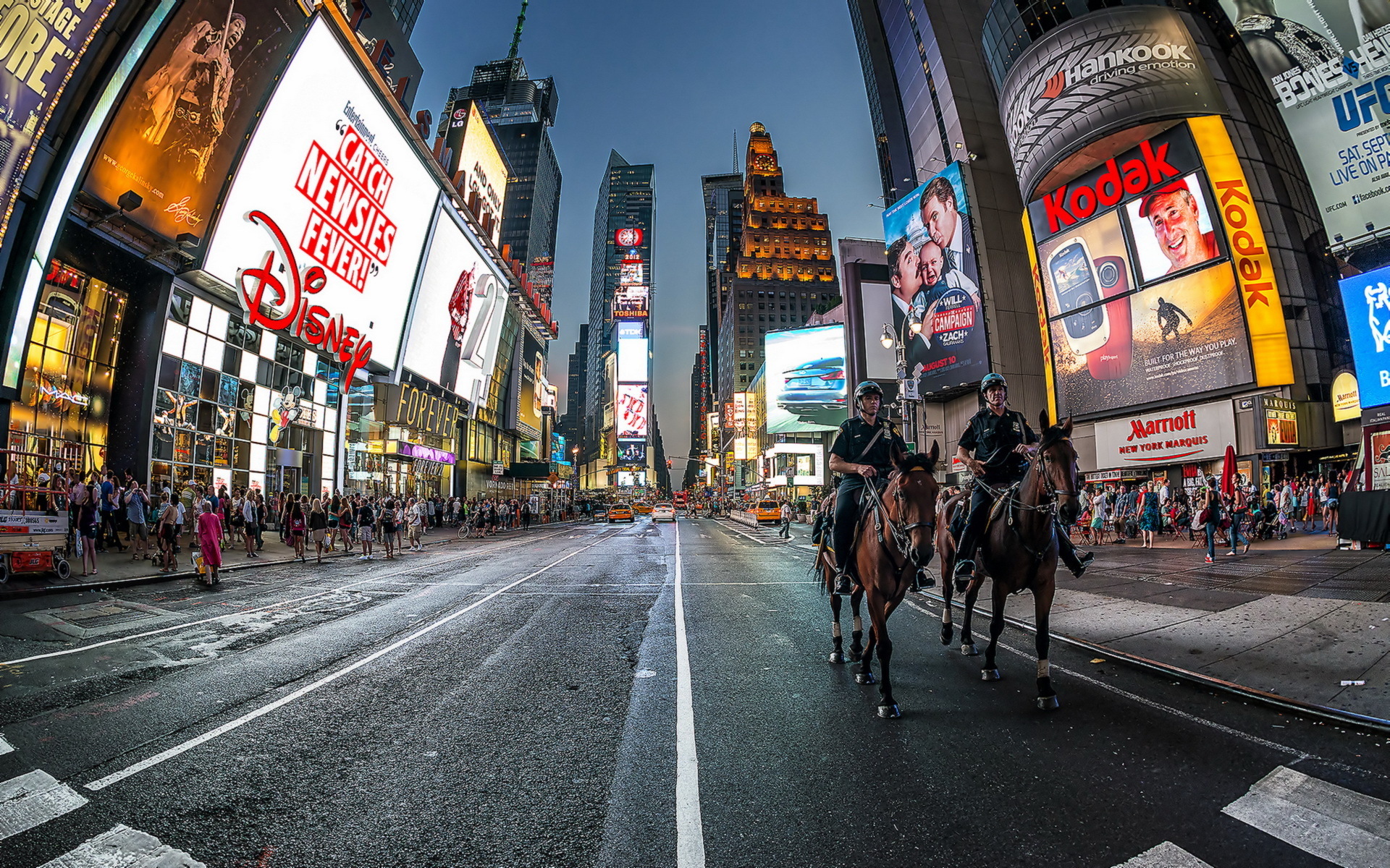 new, York, City, Night, Road, Night, Lights, Horse, Horses, Crowd, Police Wallpaper HD / Desktop and Mobile Background