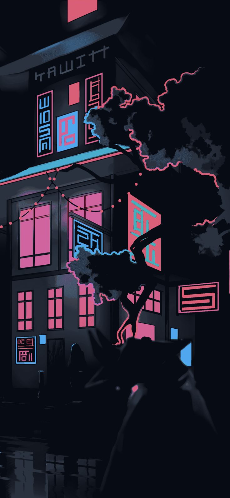 The Neon Shallows Artistic mobile wallpaper. Cool wallpaper art, Japanese wallpaper iphone, Neon wallpaper