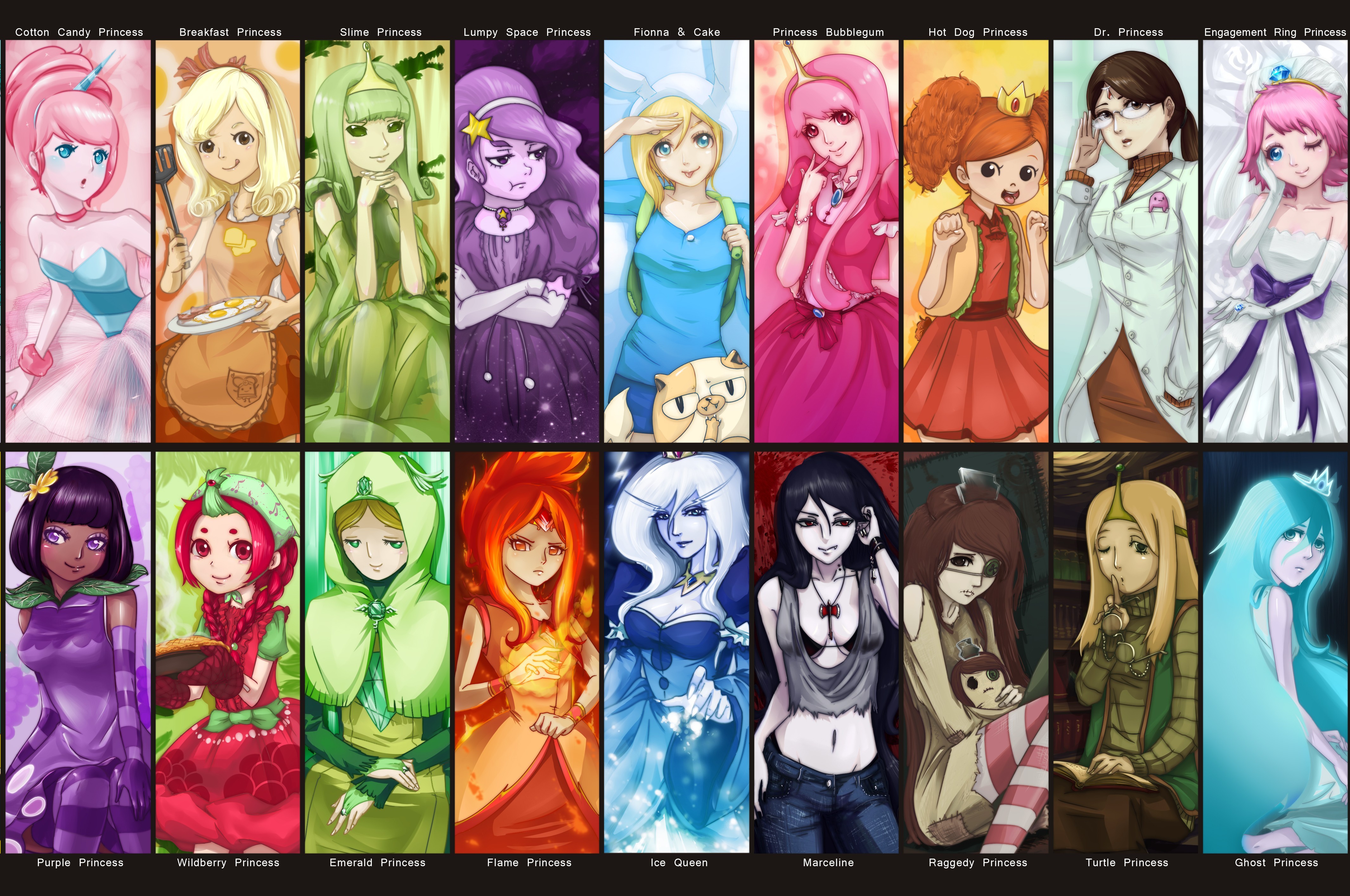 Wallpaper, illustration, anime, collage, princess, comics, soft shading, Adventure Time, ART, comic book, photomontage 4260x2827