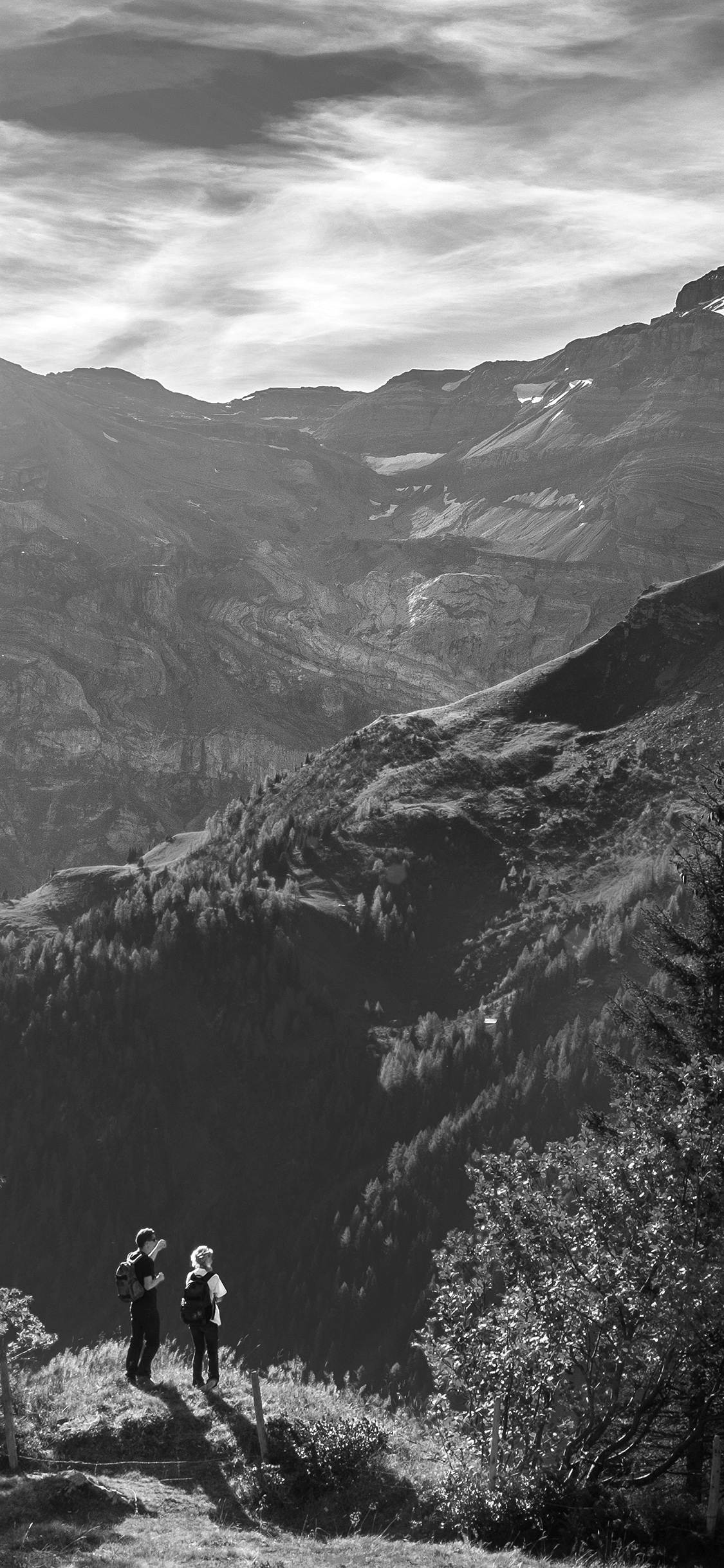 iPhone X wallpaper. landscape mountain view sky dark bw