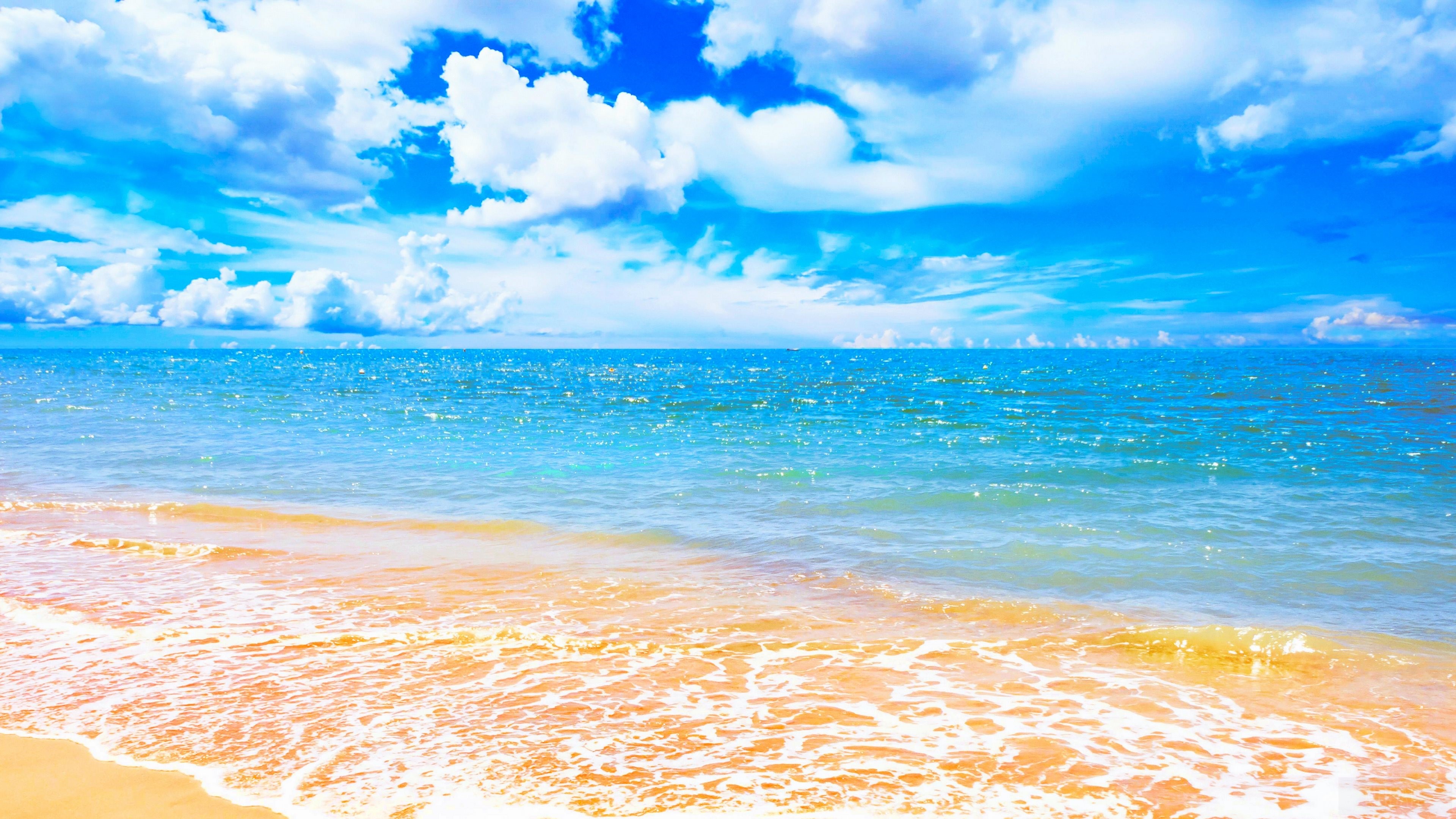 Beach, Blue, Cloud, Horizon, Nature, Sea, Sky, Summer 4k Gallery HD Wallpaper