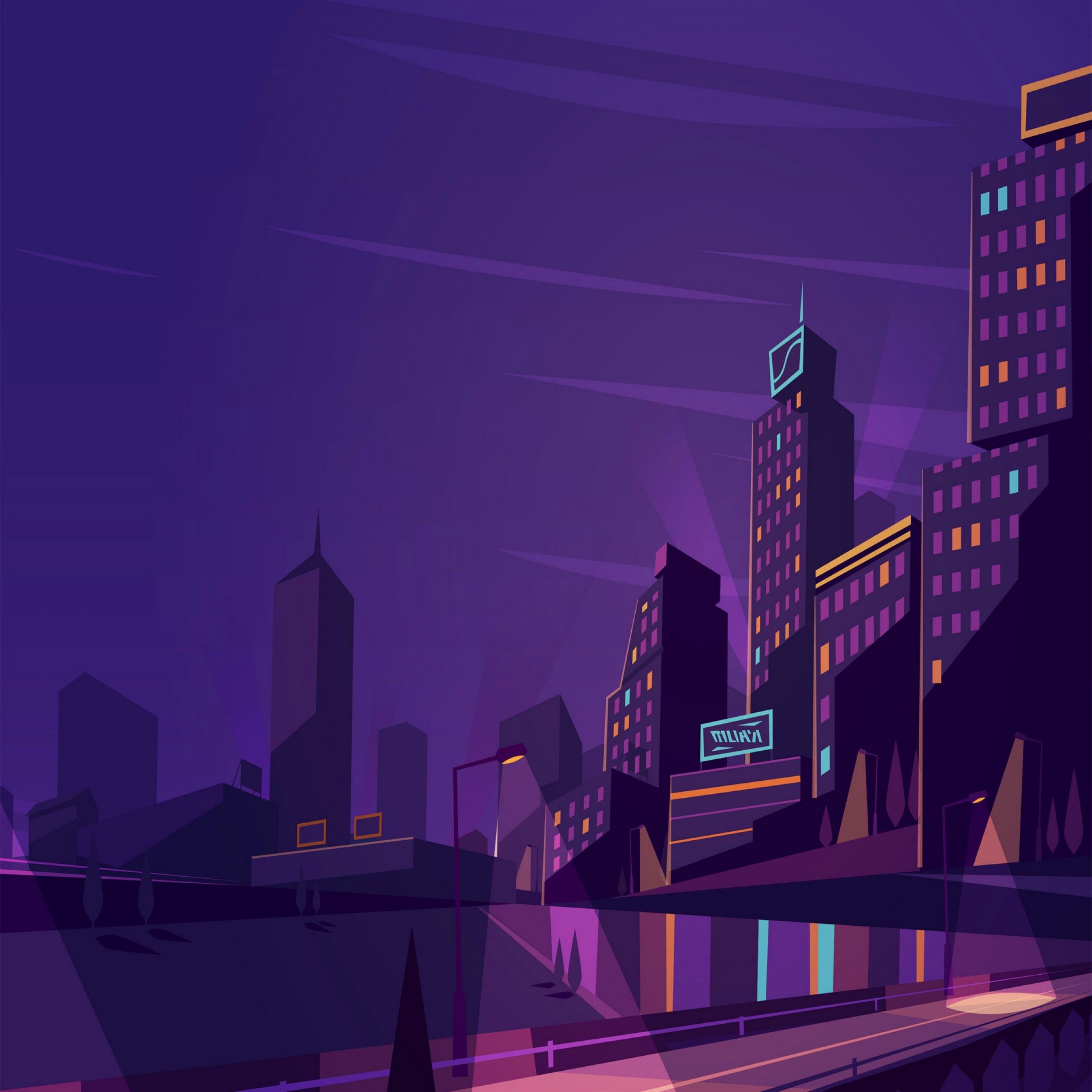 Cartoon City Street Wallpaper