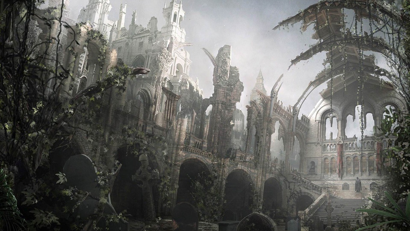 Destroyed Cathedral Aftermath World Illustrator Wallpaper