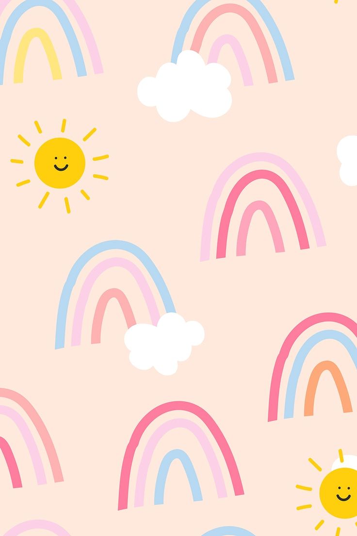 Background seamless pattern vector with cute rainbow. free image by rawpixel.com. iPhone wallpaper girly, iPhone background wallpaper, Aesthetic iphone wallpaper