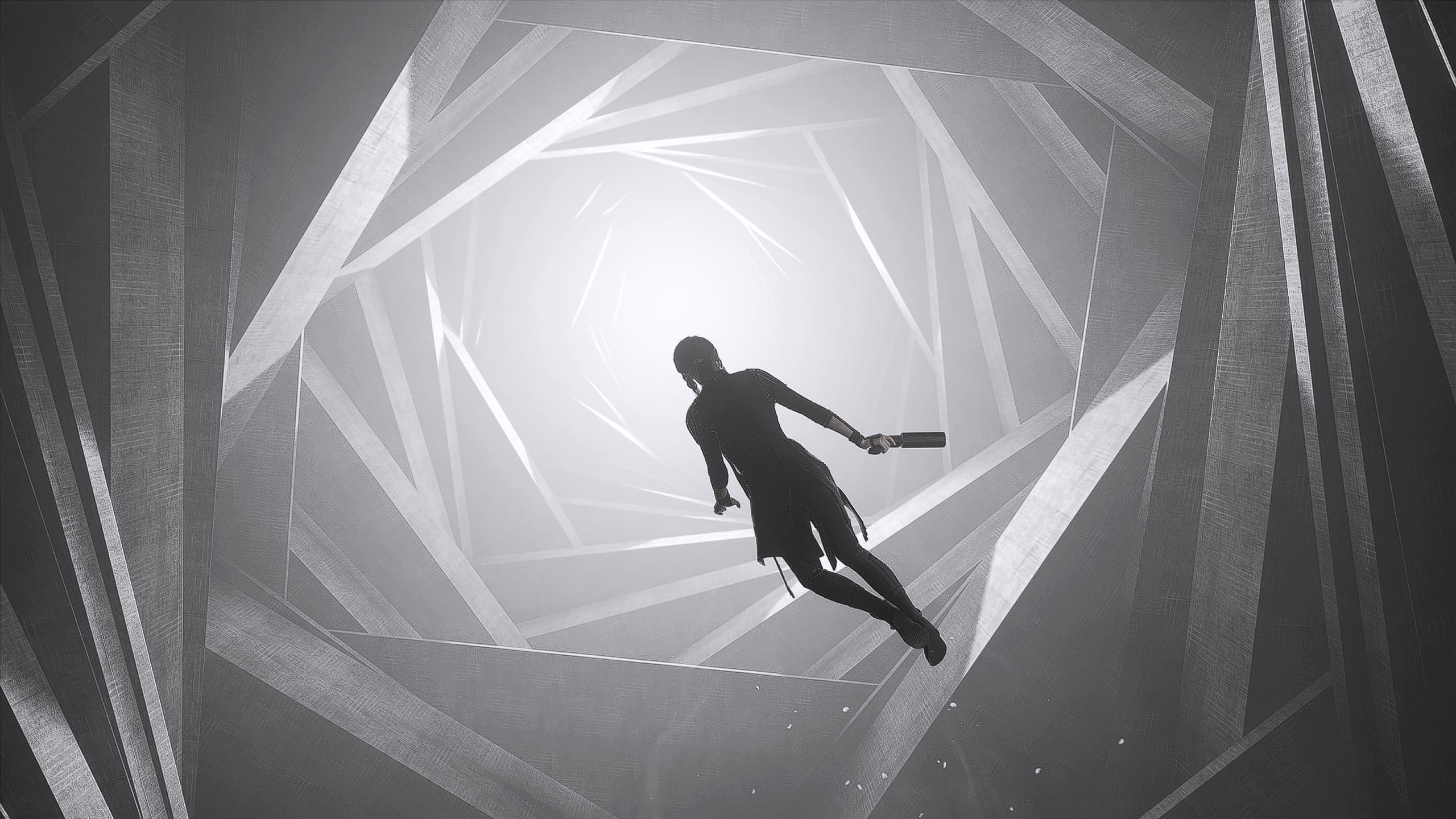 Wallpaper, video games, control, female protagonist, screen shot, red, white, Gaming Series, Mystery, monochrome, Jesse Faden 2560x1440