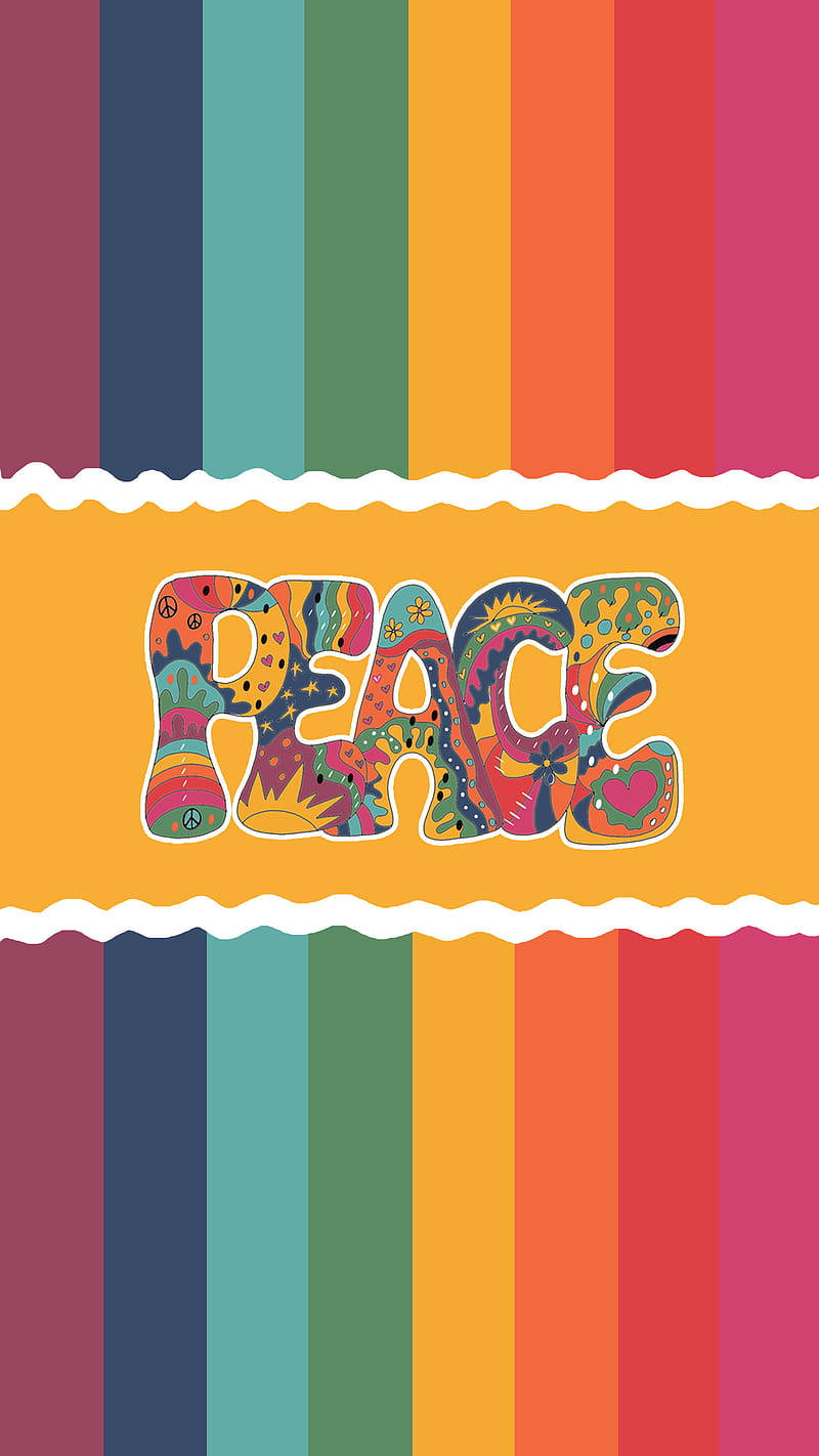 Download 70s Peace Hippie Rainbow Wallpaper