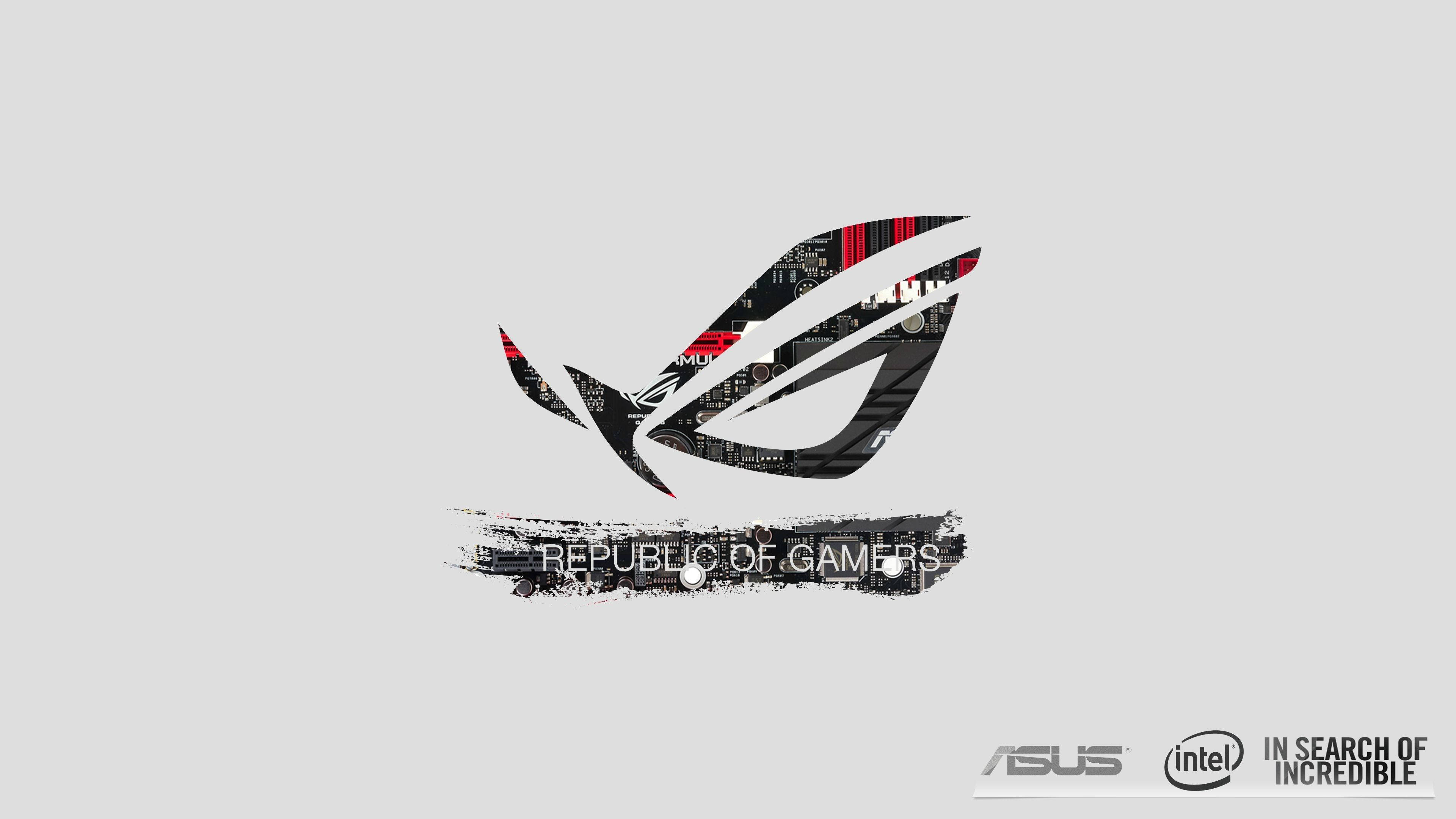 Download Asus Rog 4k Gaming Logo With Text Wallpaper