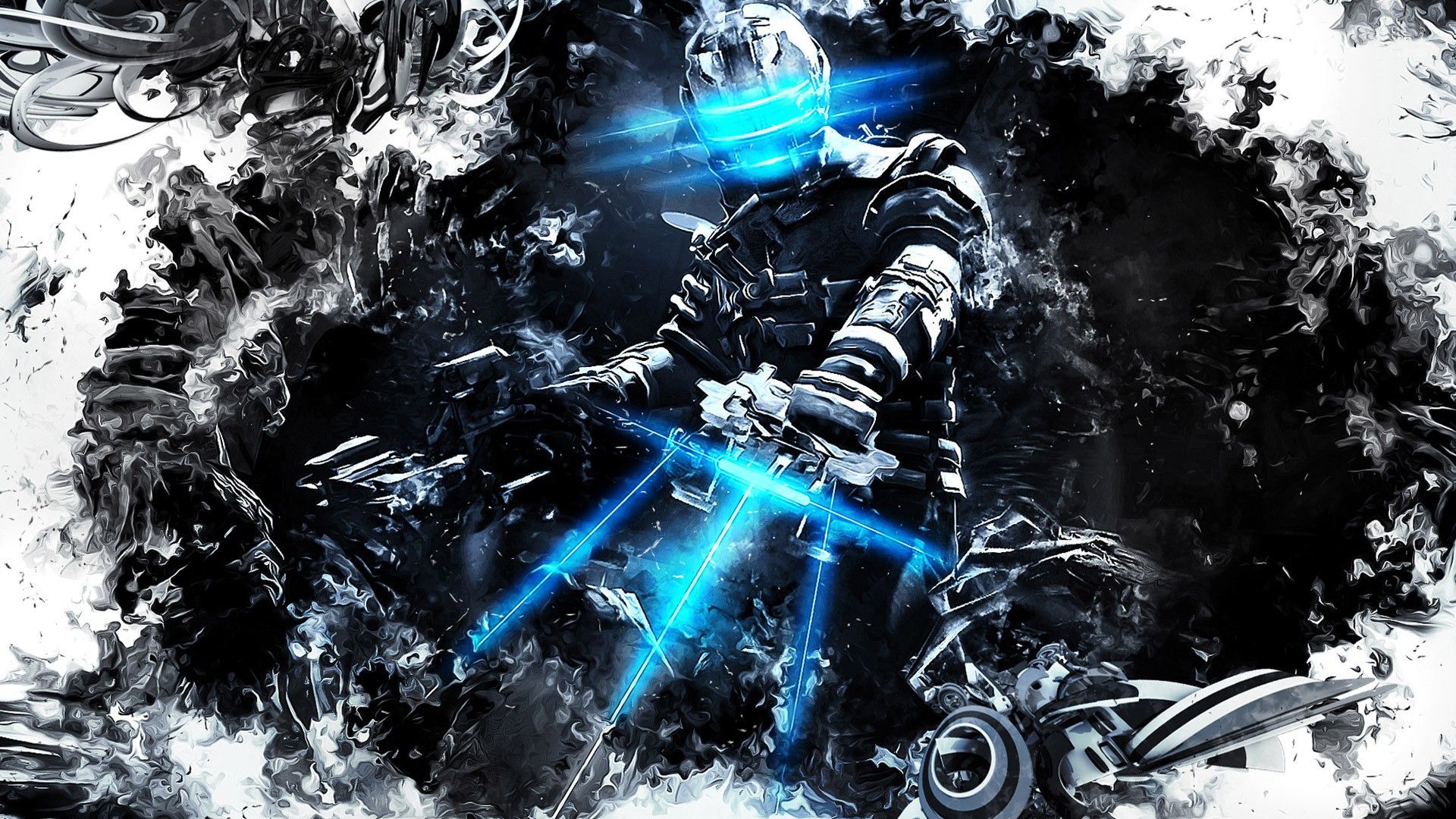 concept art, #artwork, #horror, #space, #blue, #white, #Dead Space, #Isaac Clarke, #video games, wal. Dead space, Background image wallpaper, Space background