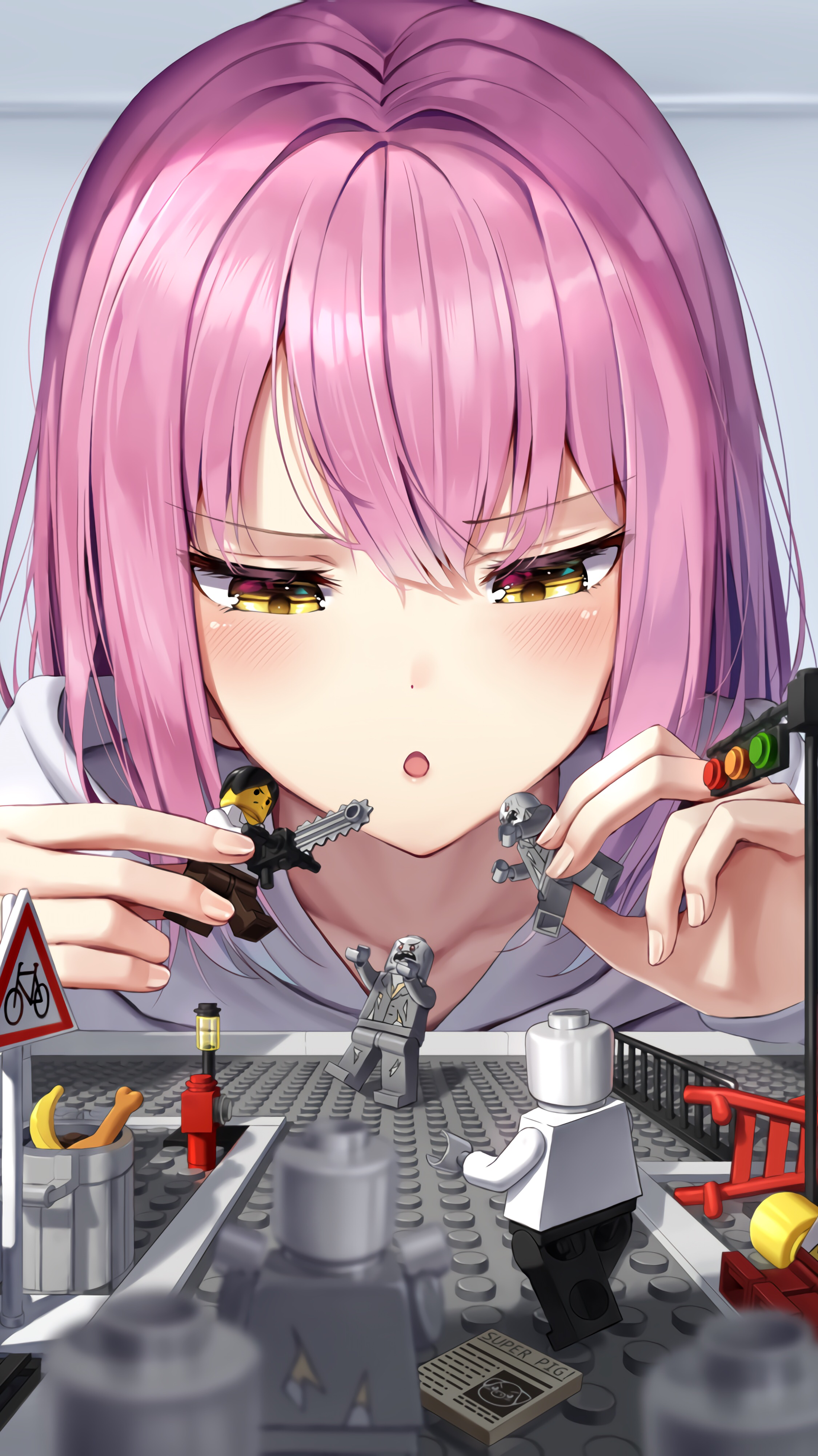 short hair, anime, anime girls, LEGO, superpig (wlstjqdla) Gallery HD Wallpaper