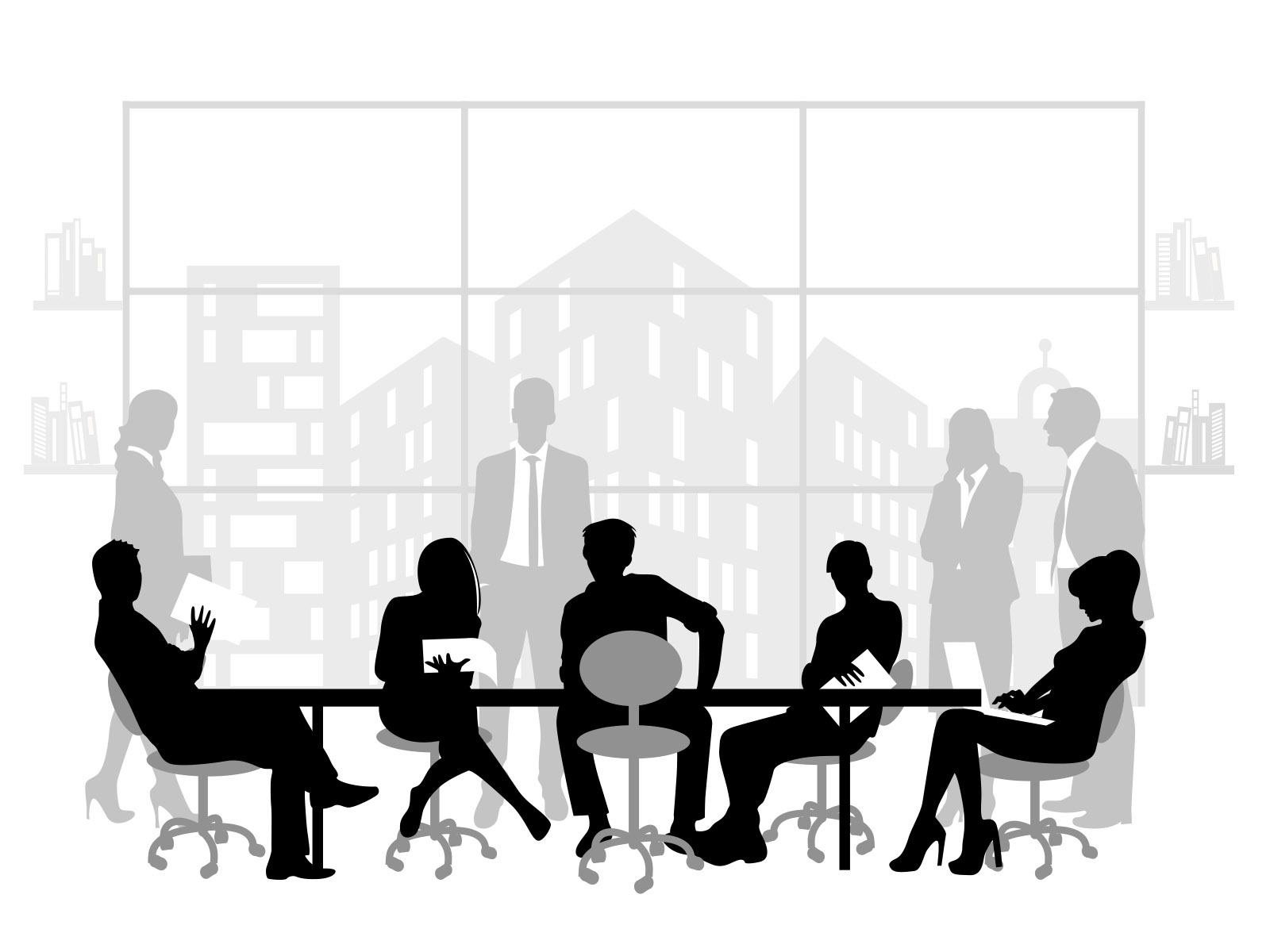 Business Meeting at Office Powerpoint , Blue, Business & Finance, White PPT Background and