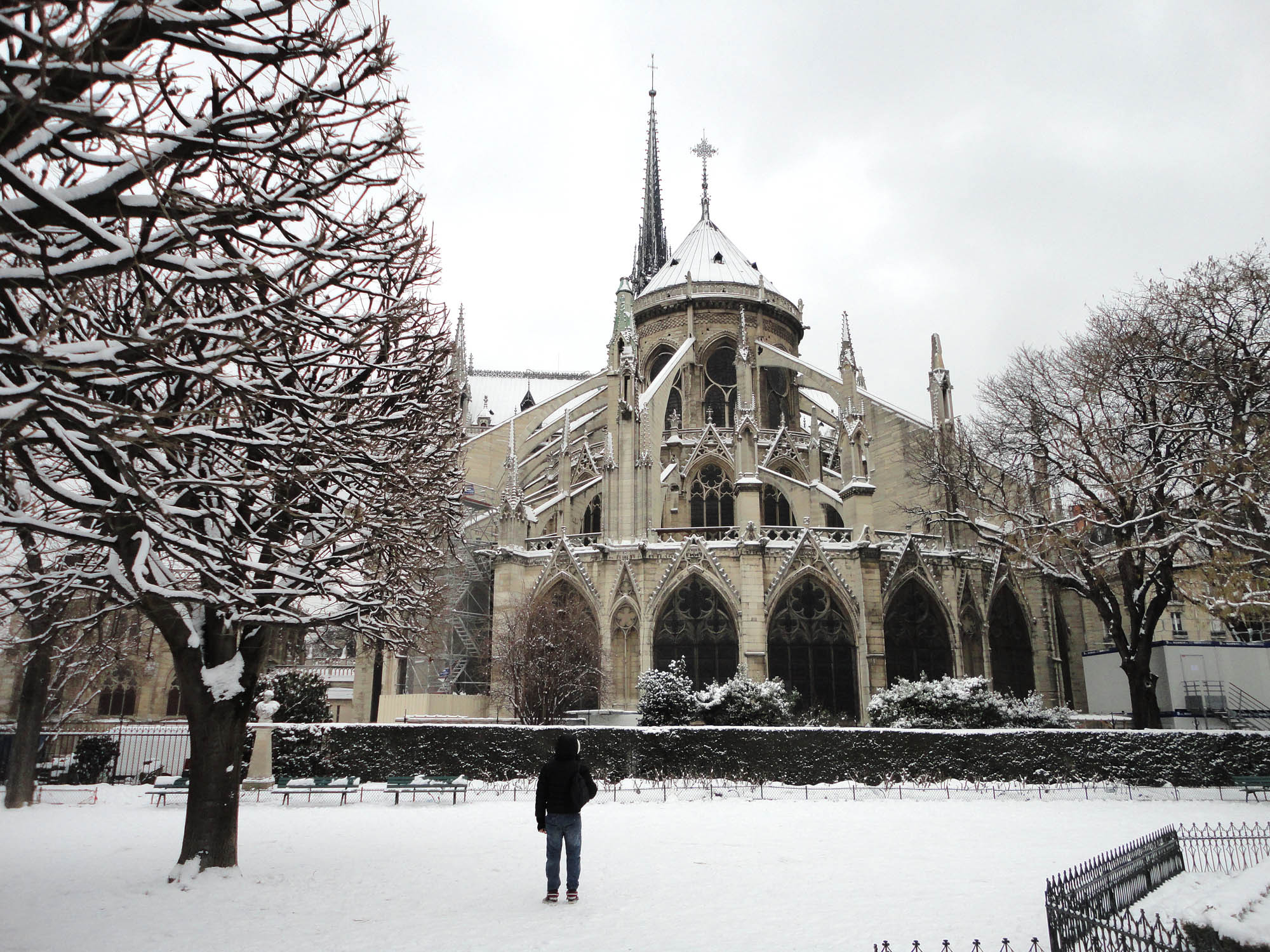 Snow in Paris Notre Dame Desktop wallpaper 1920x1080