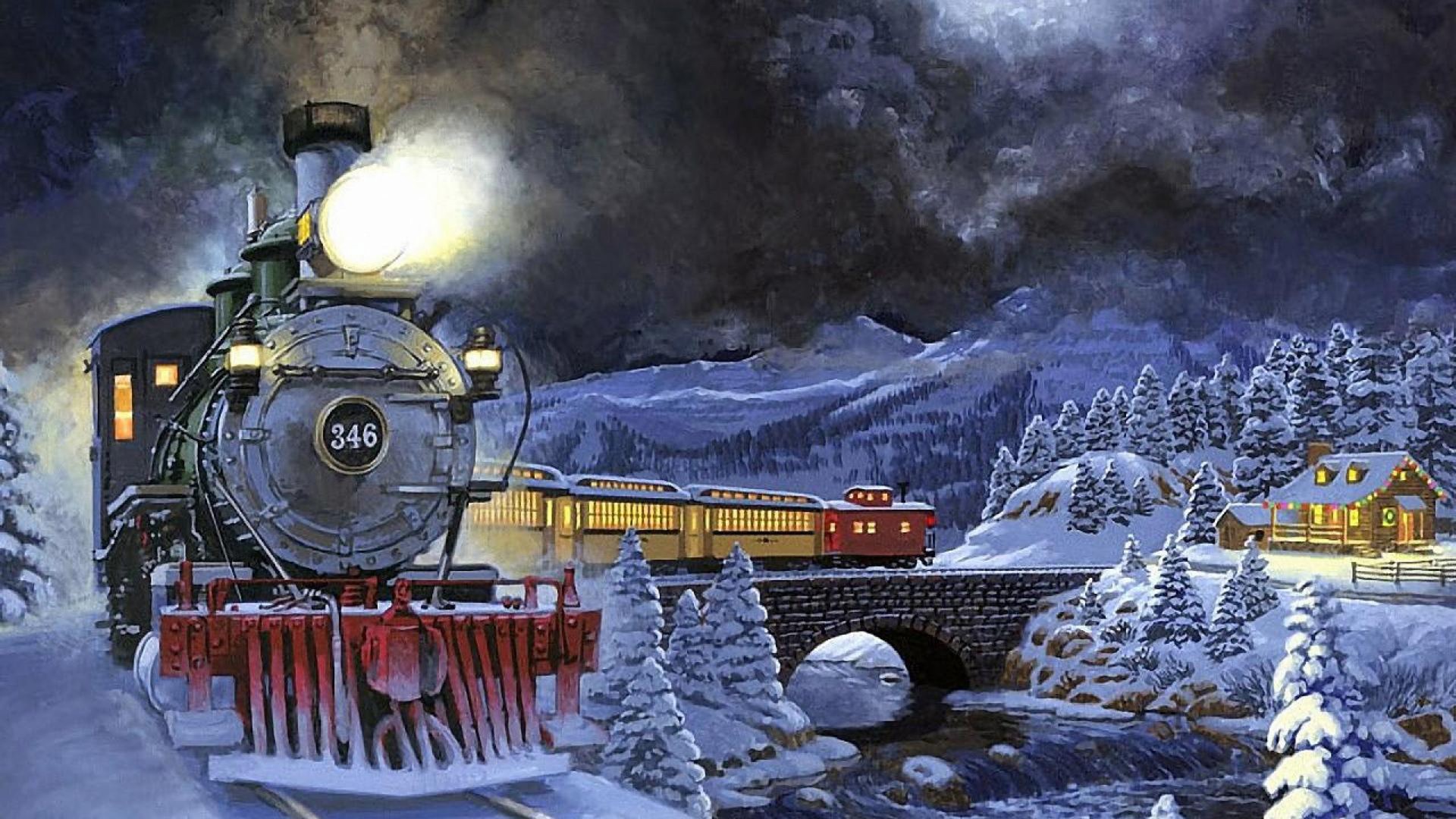 Winter Night Moving Train For Your XFCE Desktop
