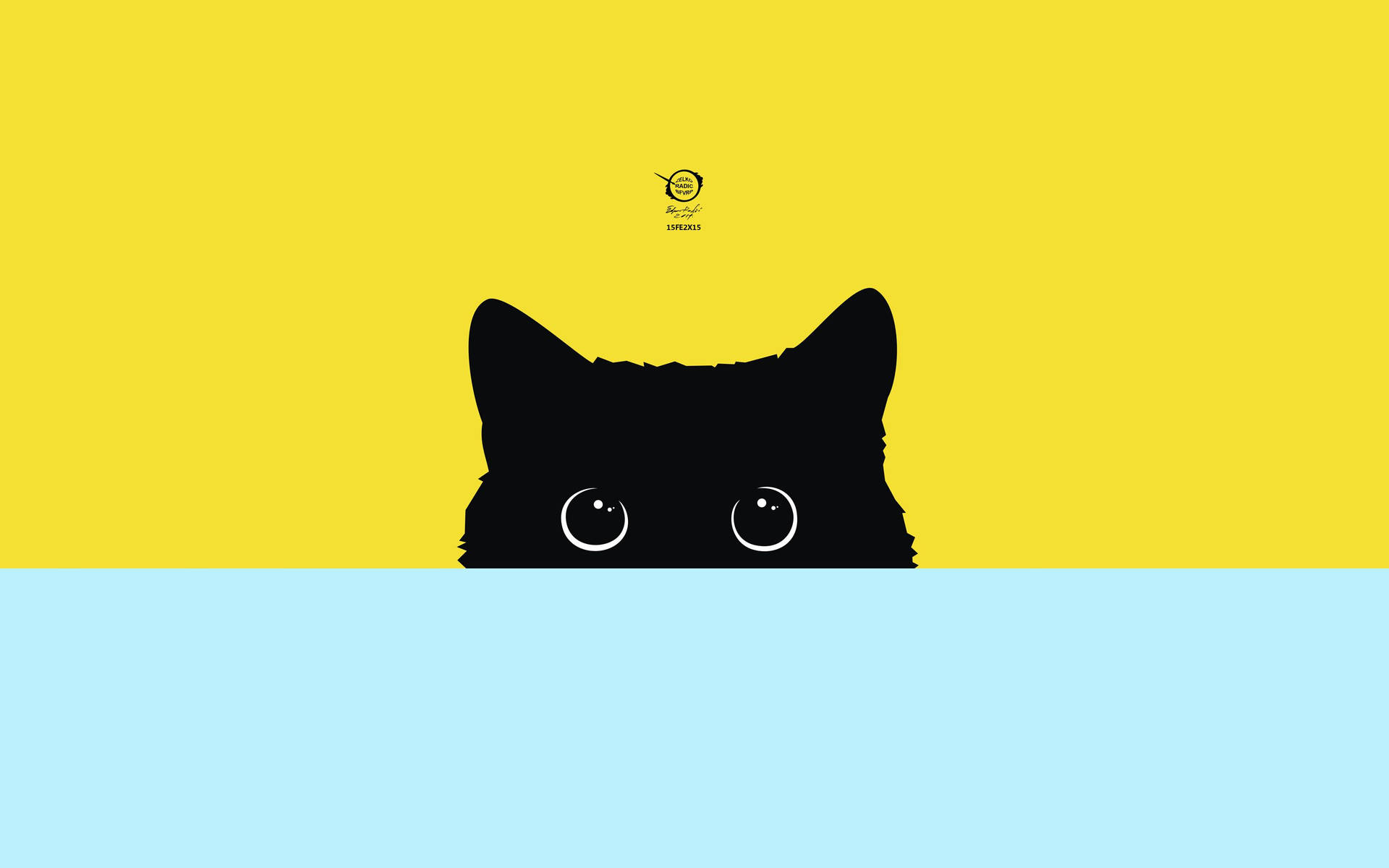 Download Minimalist Black Cartoon Cat Wallpaper