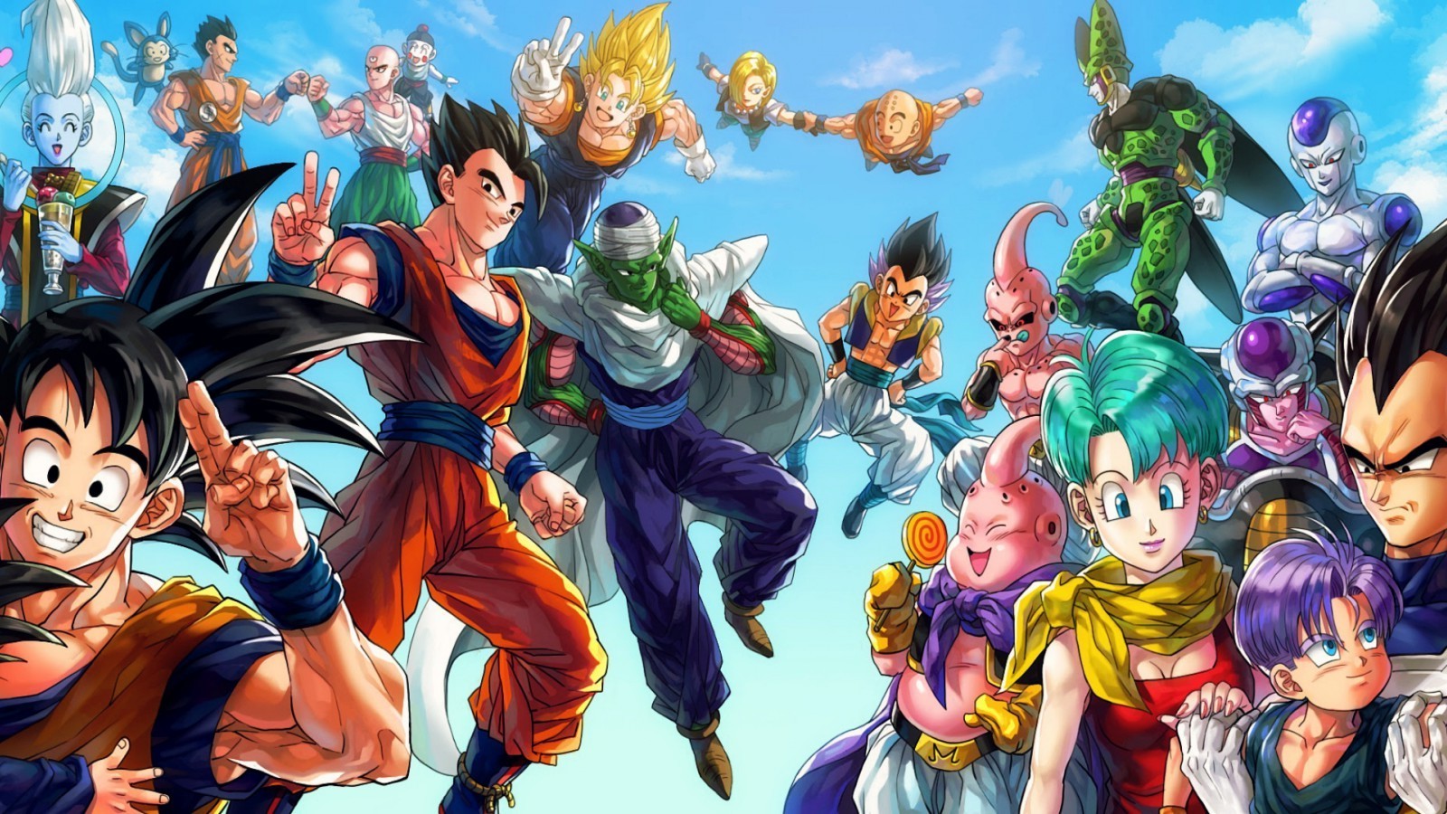 anime dragon ball vegeta bulma majin boo trunks character cell character piccolo son gohan son goku yamcha gotenks vegito android 18 dragon ball z Gallery HD Wallpaper