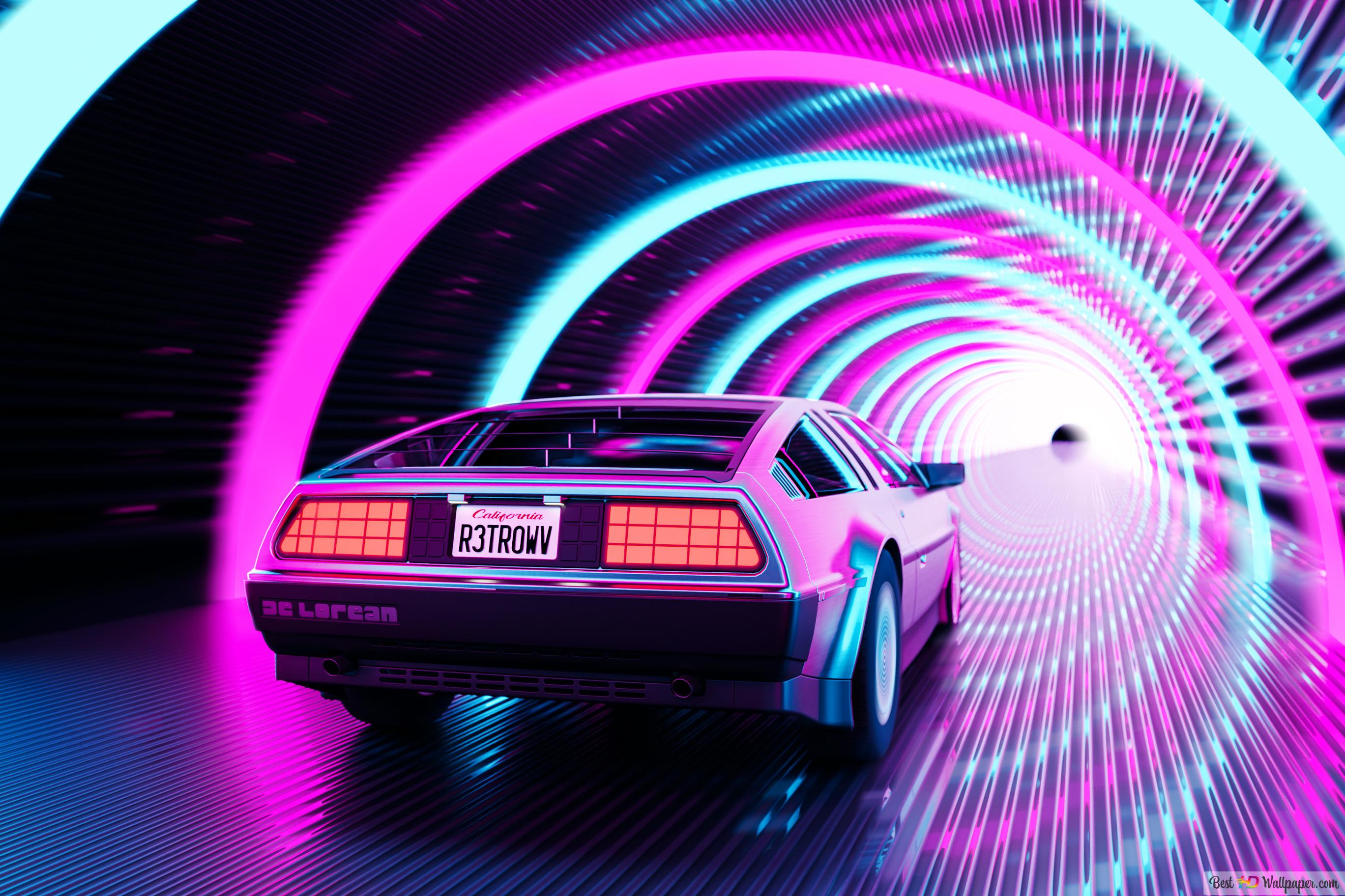 Retro Delorean Car 4K wallpaper download