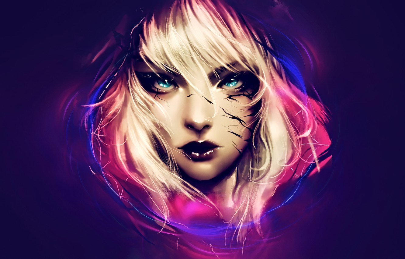 Wallpaper Look, Girl, Blonde, Girl, Horror, Horror, Look, Blonde, Fantasy Art, Fantasy Art, лицо крупным планом, Face Close Up Image For Desktop, Section фантастика