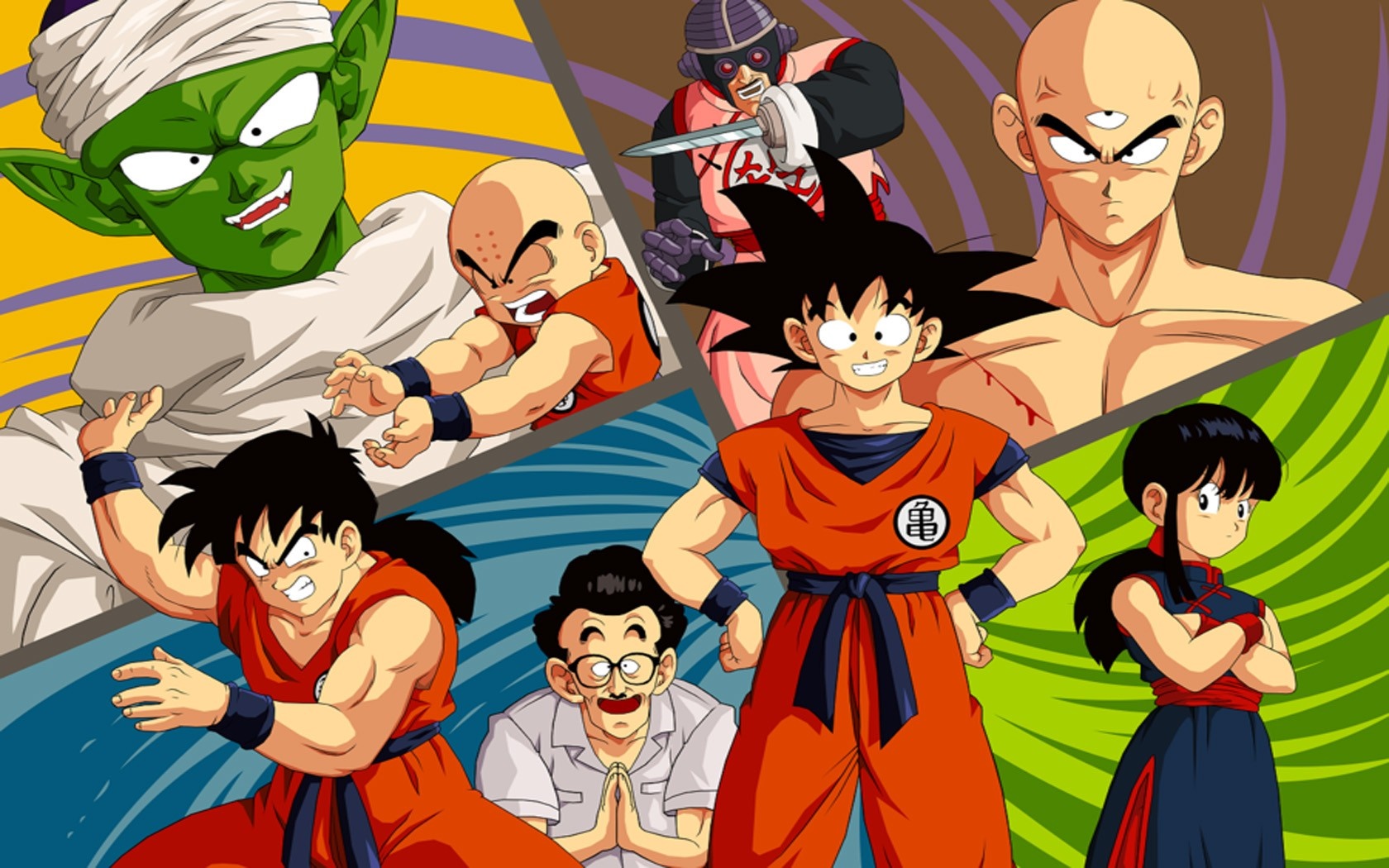 illustration, anime, cartoon, Son Goku, Dragon Ball Z, comics, Piccolo, Krillin, Yamcha, Chi Chi, Tien Shinhan, mangaka, comic book Gallery HD Wallpaper