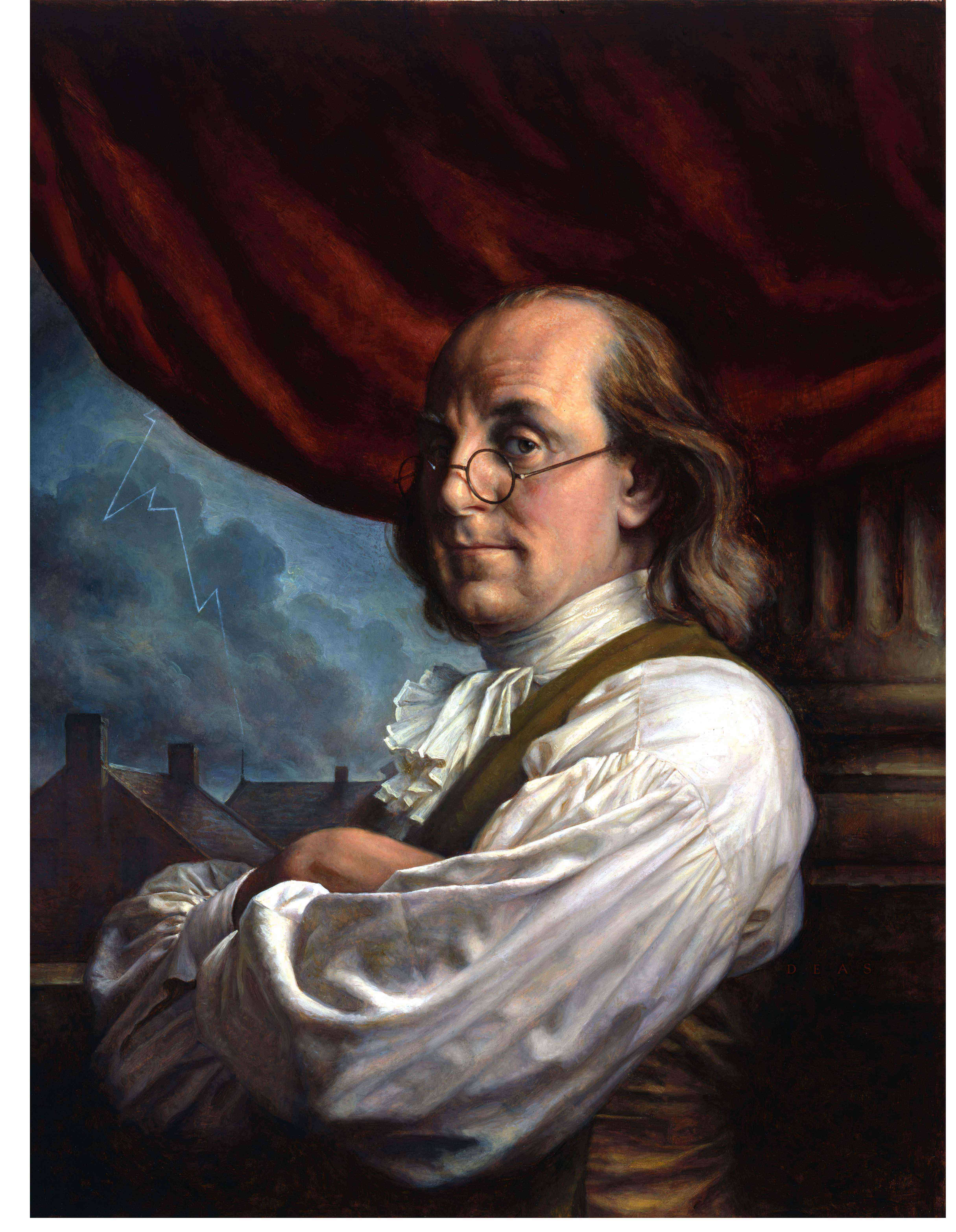 Download Benjamin Franklin Wearing Brown Vest Wallpaper