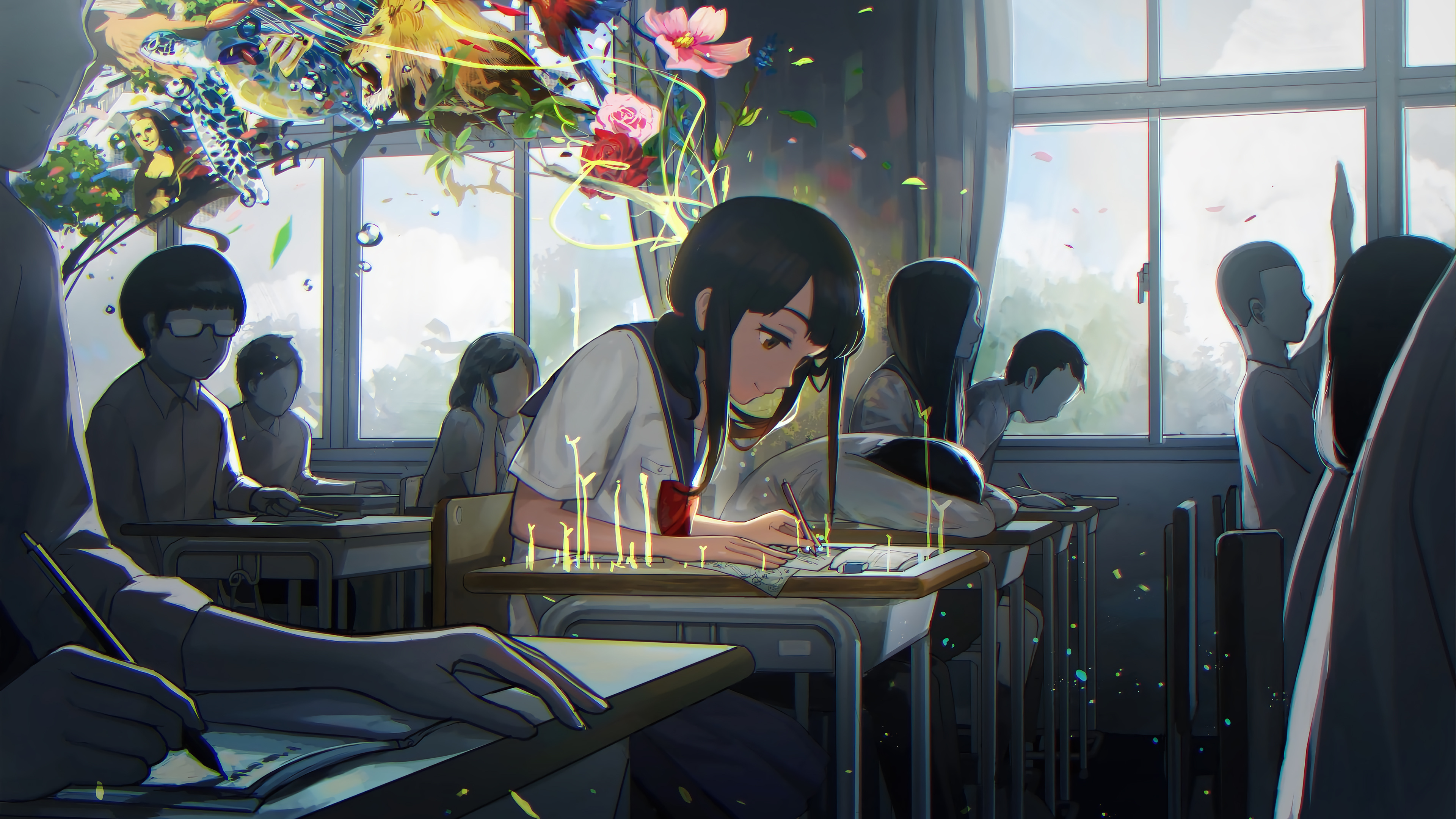 Anime Girl Studying Wallpaper