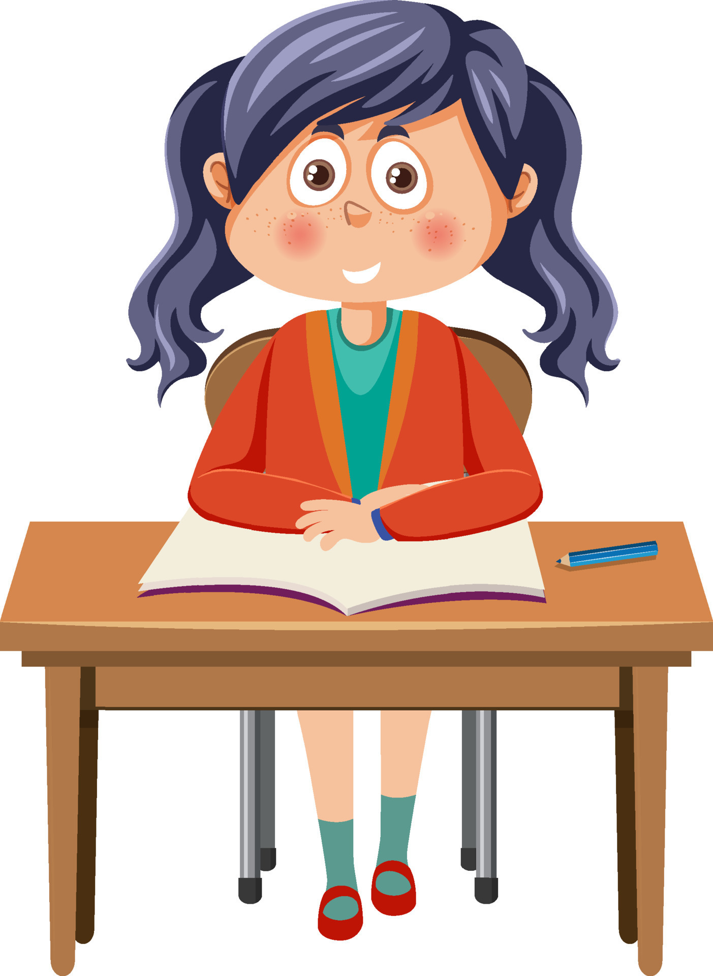 A girl study on a desk