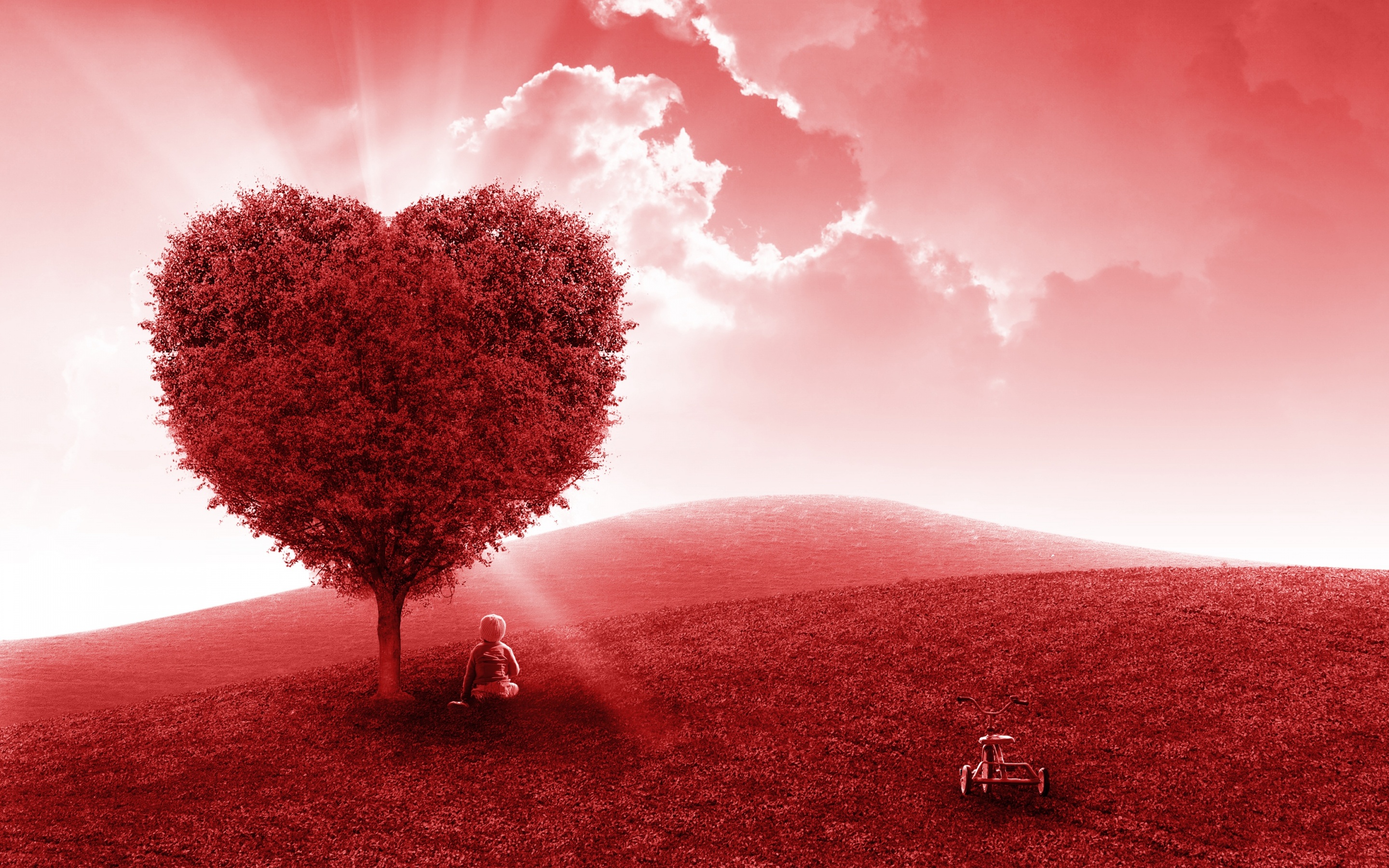 Landscape Wallpaper 4K, Heart tree, Fantasy