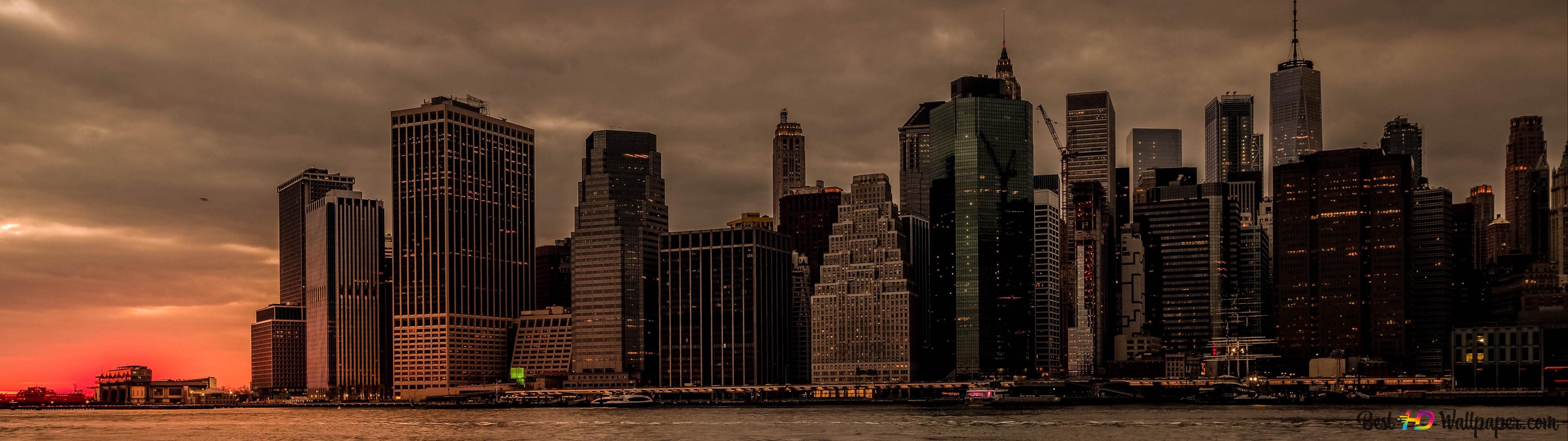 New York City Skyscraper Downtown Evening Time 4K wallpaper download