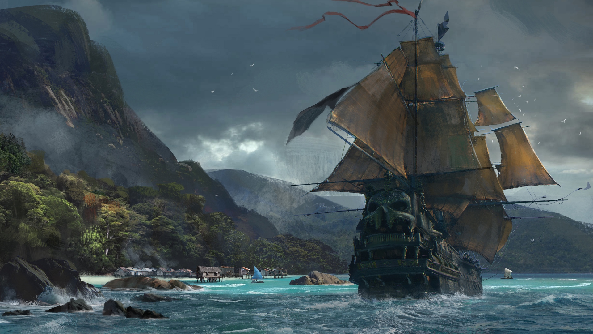ship, sea, video games, island, Skull and Bones Gallery HD Wallpaper