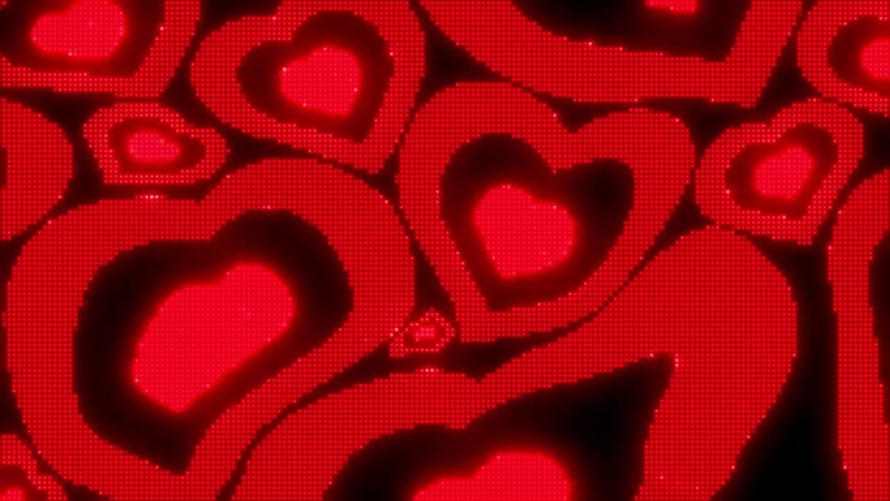 Warped Black and Red Y2k Neon LED Lights Heart Background