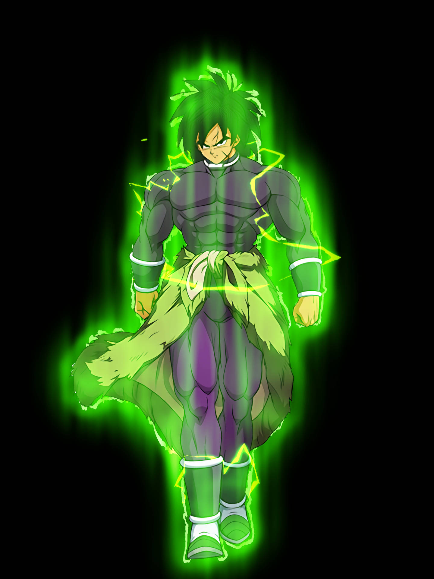 Download Base Broly With Green Aura Wallpaper