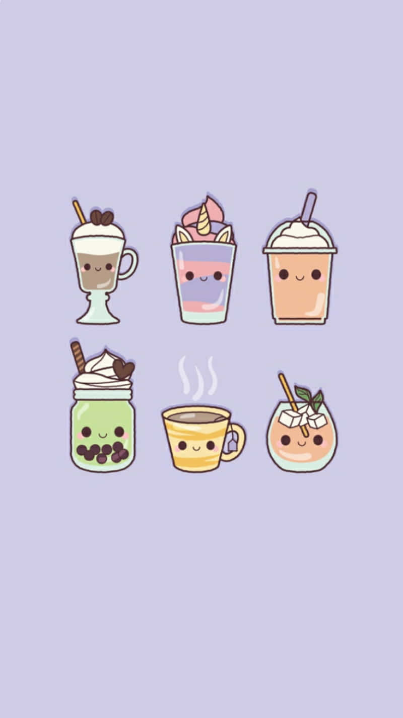 Download Cute Boba With Different Drinks Wallpaper