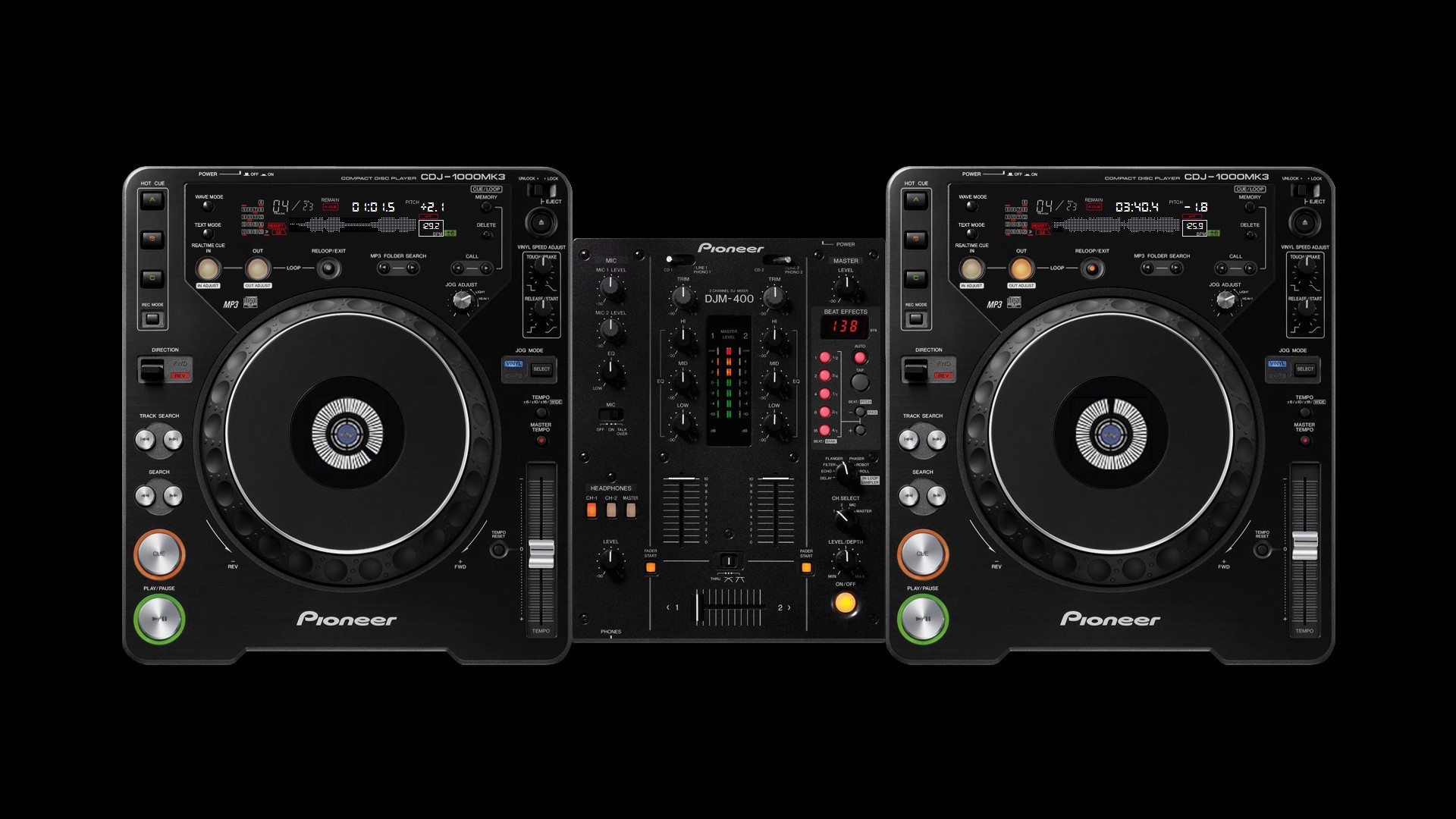 Wallpaper, black, music, technology, DJ, turntables, mixing consoles, electronics, multimedia, font, media player, cdj 1920x1080