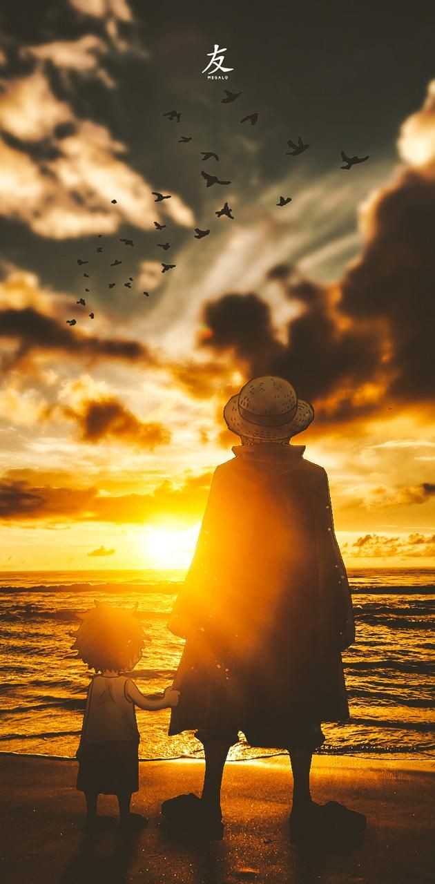 meedmour wallpaper #LUFFY With #Shanks in #SUNGCHAN #sunsetlover #ONEPIECE