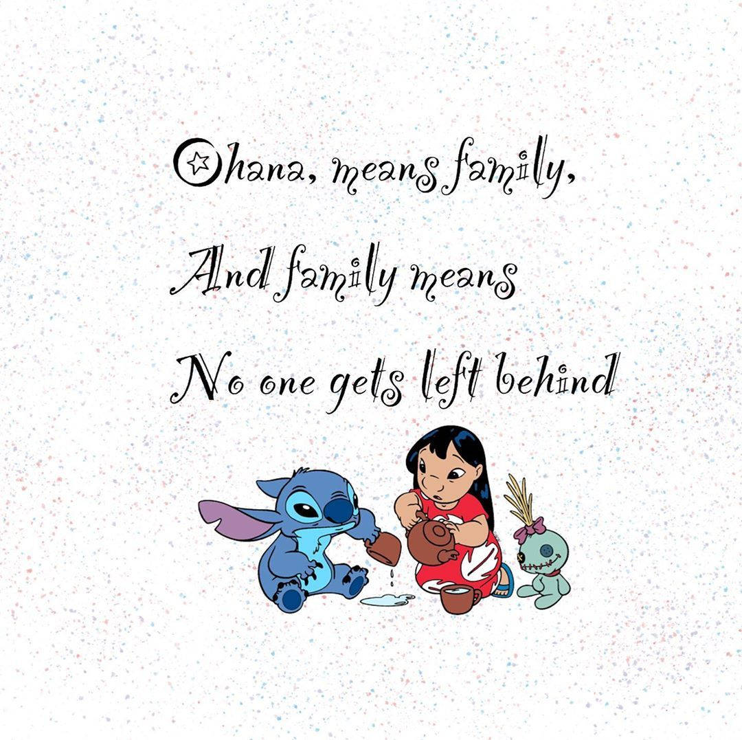 Download Lilo With Stitch Ohana Quote Wallpaper