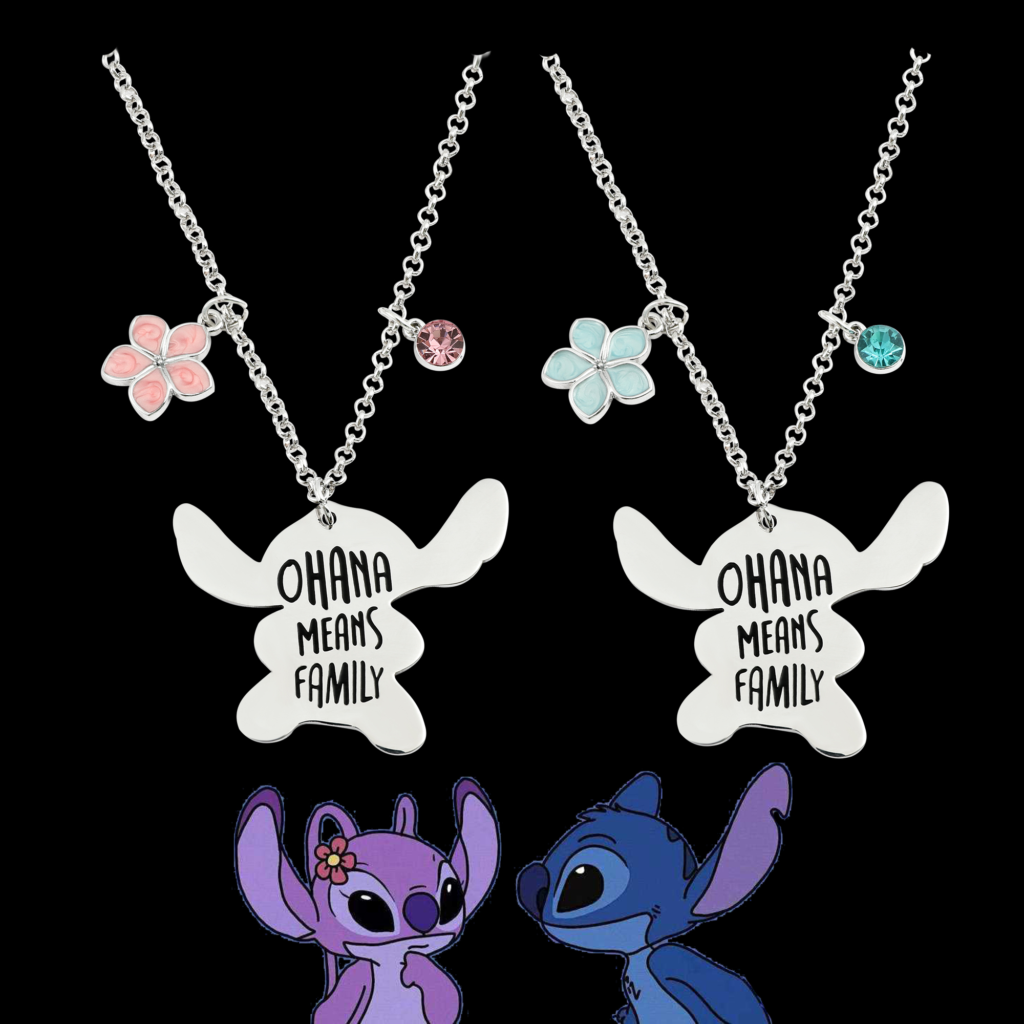 Ohana Means Family Charms Accessories Aesthetic Stainless Steel Jewelry Disney Anime Lilo Necklace Stitch Necklace for Kids