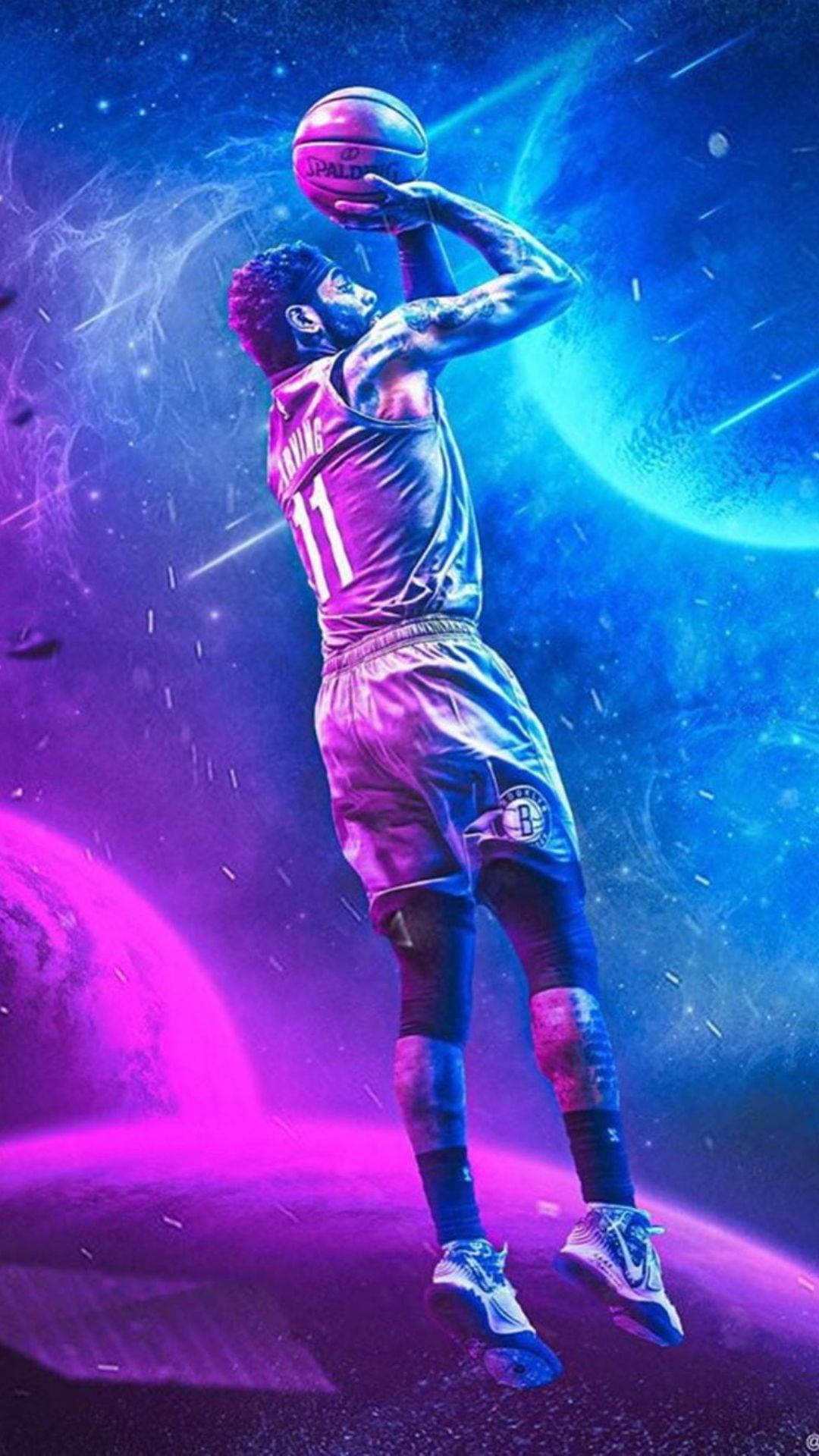 Download Basketball iPhone Retro Wave Irving Wallpaper