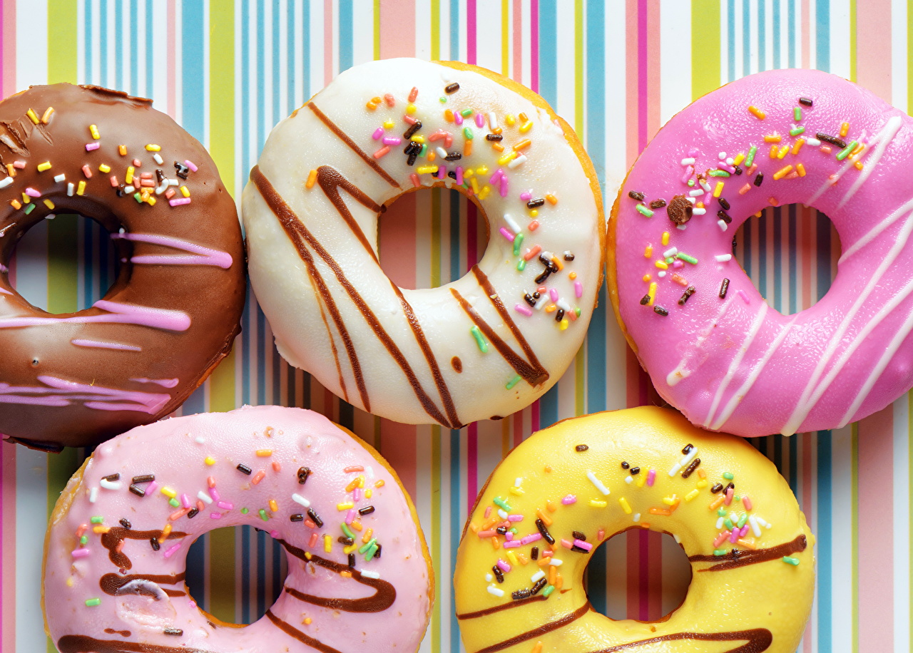 Photo Food Doughnut Icing sugar Pastry Sweets Closeup