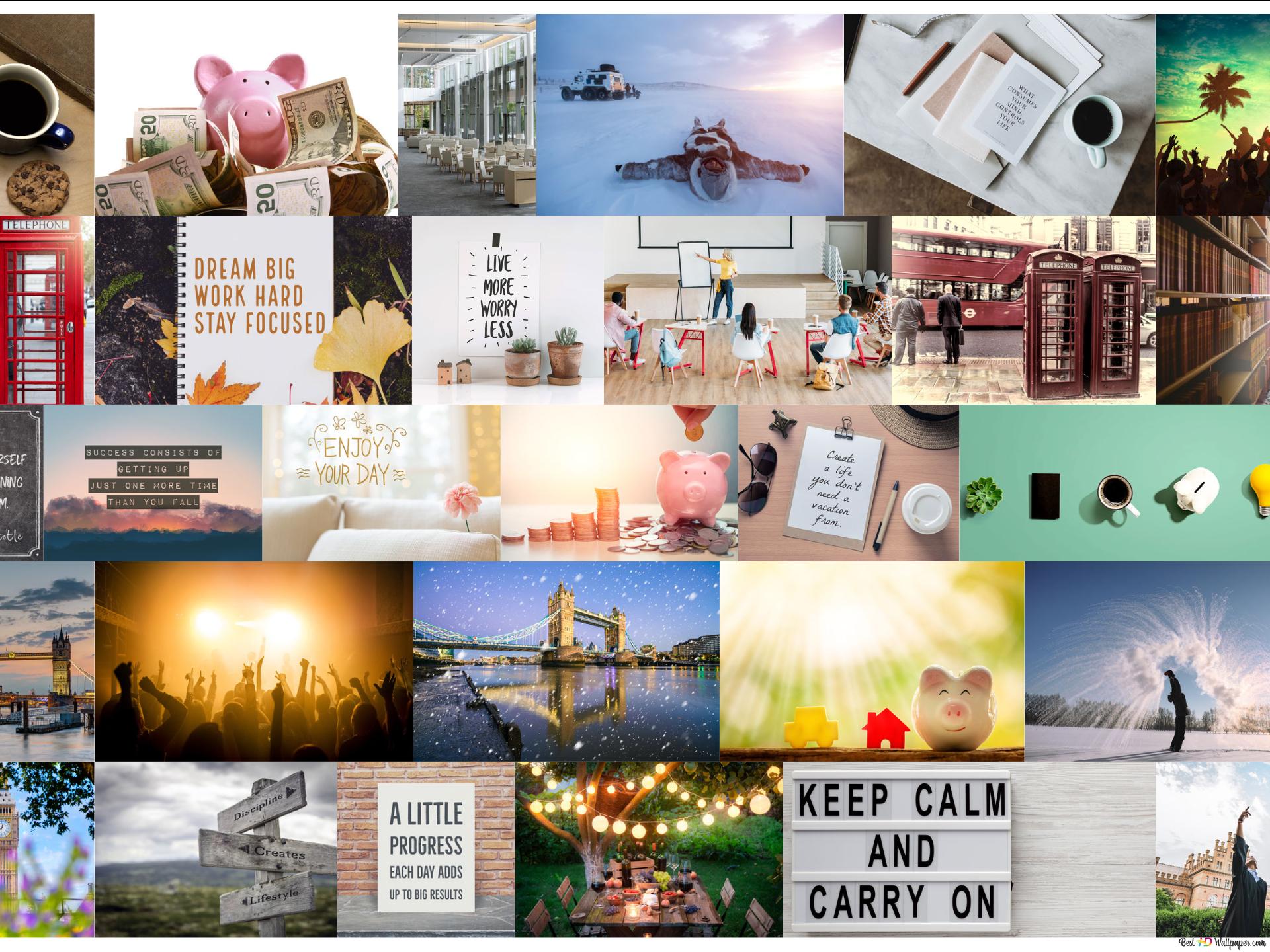 Aesthetic collage about motivational quotes 2K wallpaper download