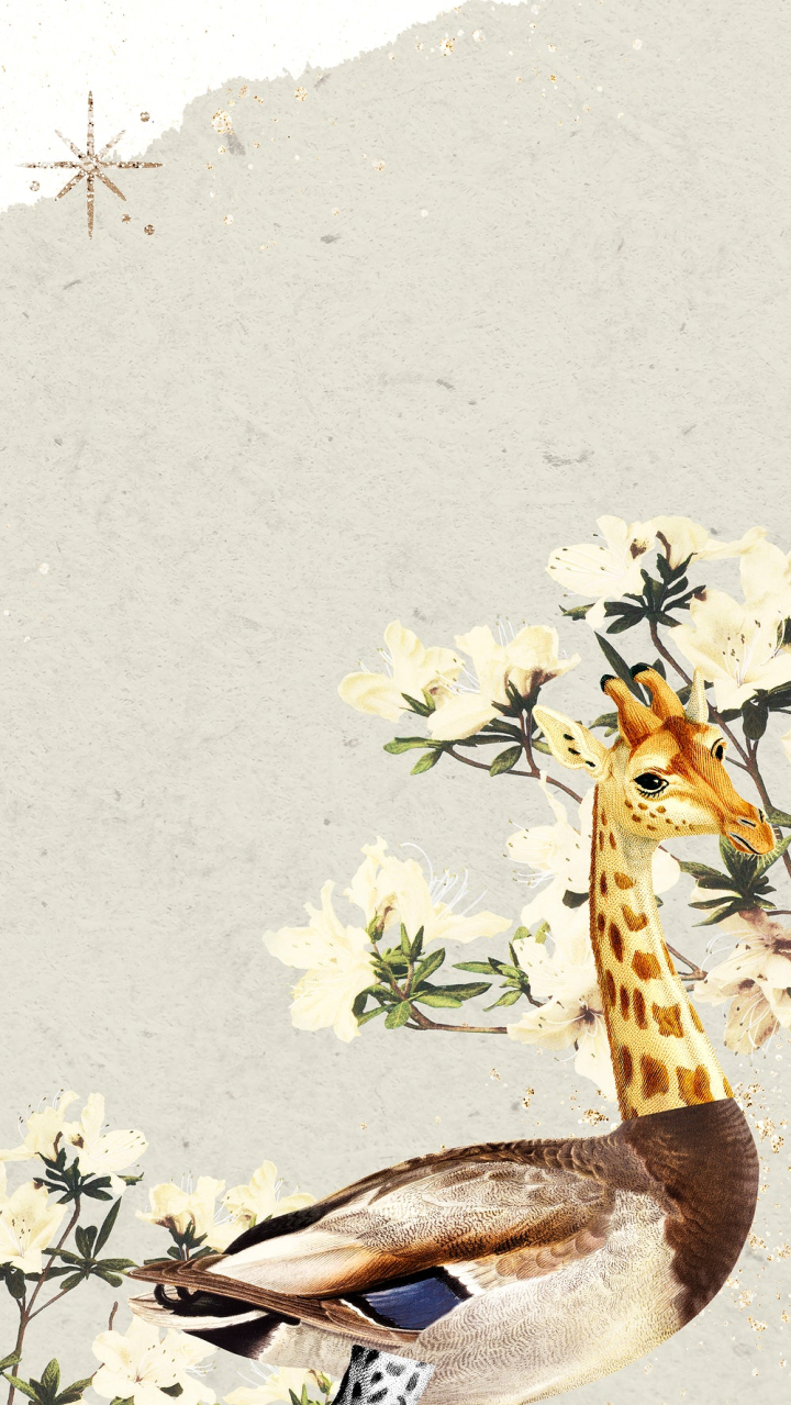 Free: Giraffe ostrich iPhone wallpaper, editable