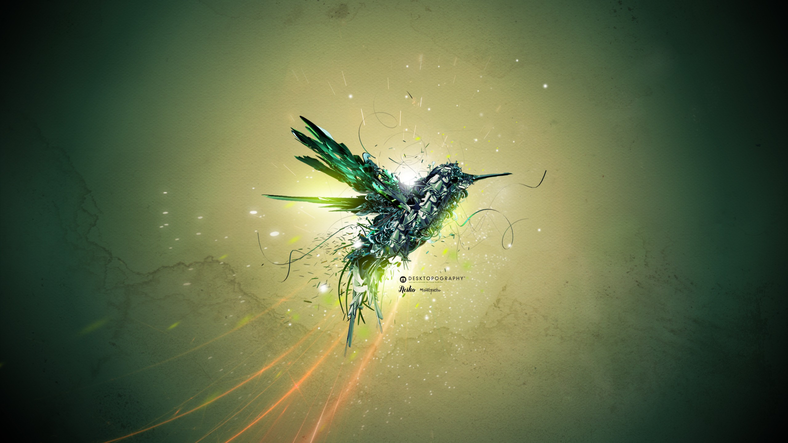 Abstract Green Bird desktop PC and Mac wallpaper