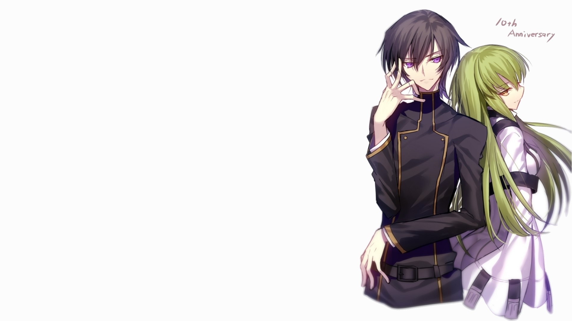Wallpaper / anime girls, anime boys, white background, green hair, simple background, anime, C.C. (Code Geass), Code Geass, Lamperouge Lelouch free download