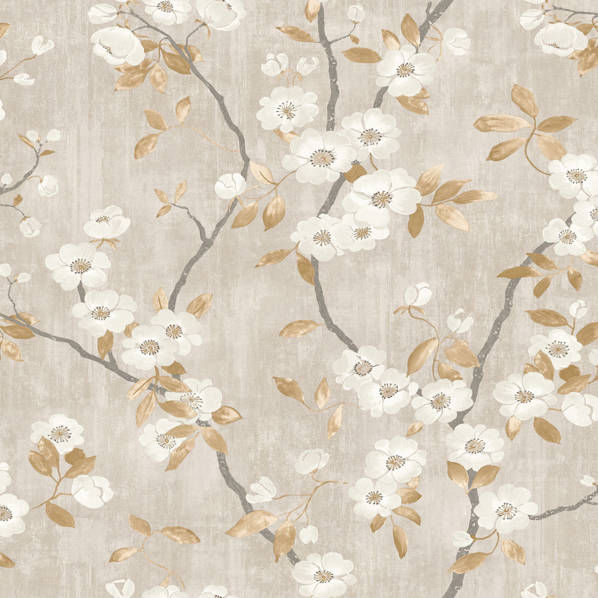 Little Flowers Wallpaper Taupe Beige. Casadeco Spring Flower