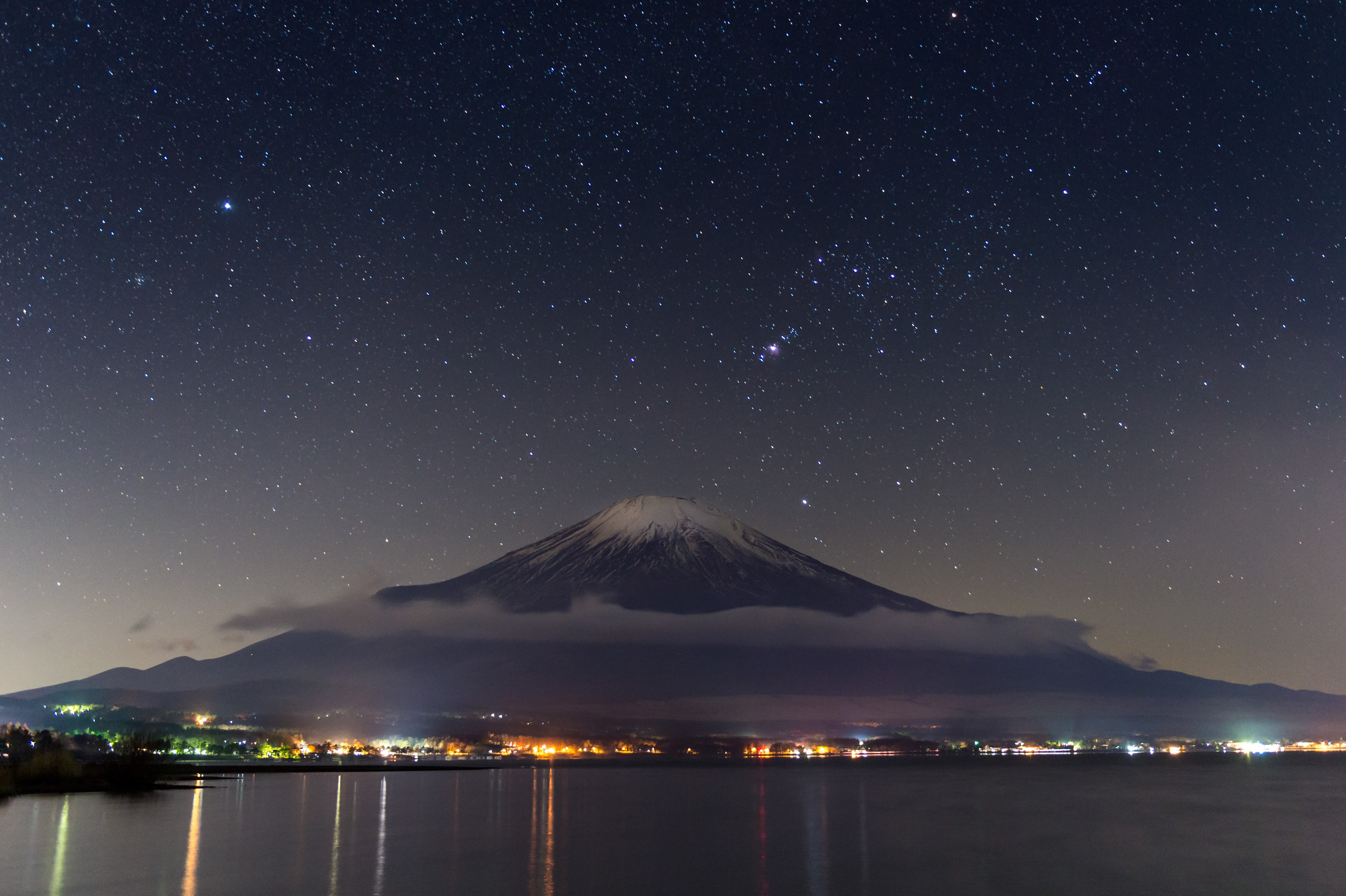 4K, Japan, Sky, Stars, Mount Fuji, Night, Volcano Gallery HD Wallpaper