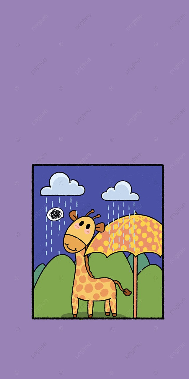 Cartoon Animal Mobile Wallpaper Background, Purple Mobile Wallpaper, Cartoon Animal Wallpaper, Giraffe Mobile Wallpaper Background Image for Free Download